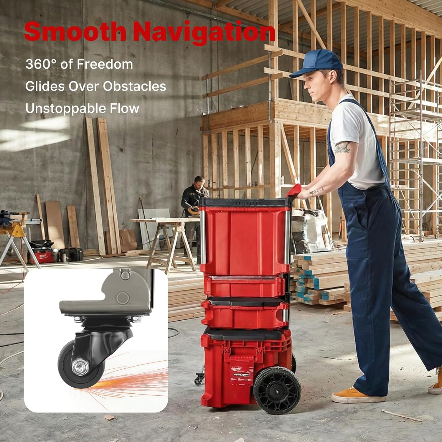 BYERN AUTO Packout Complete Storage & Mobility Bundle: 2-Pack 100LB Mounting Plates + 230LB Foldable Front Wheels for Milwaukee Packout