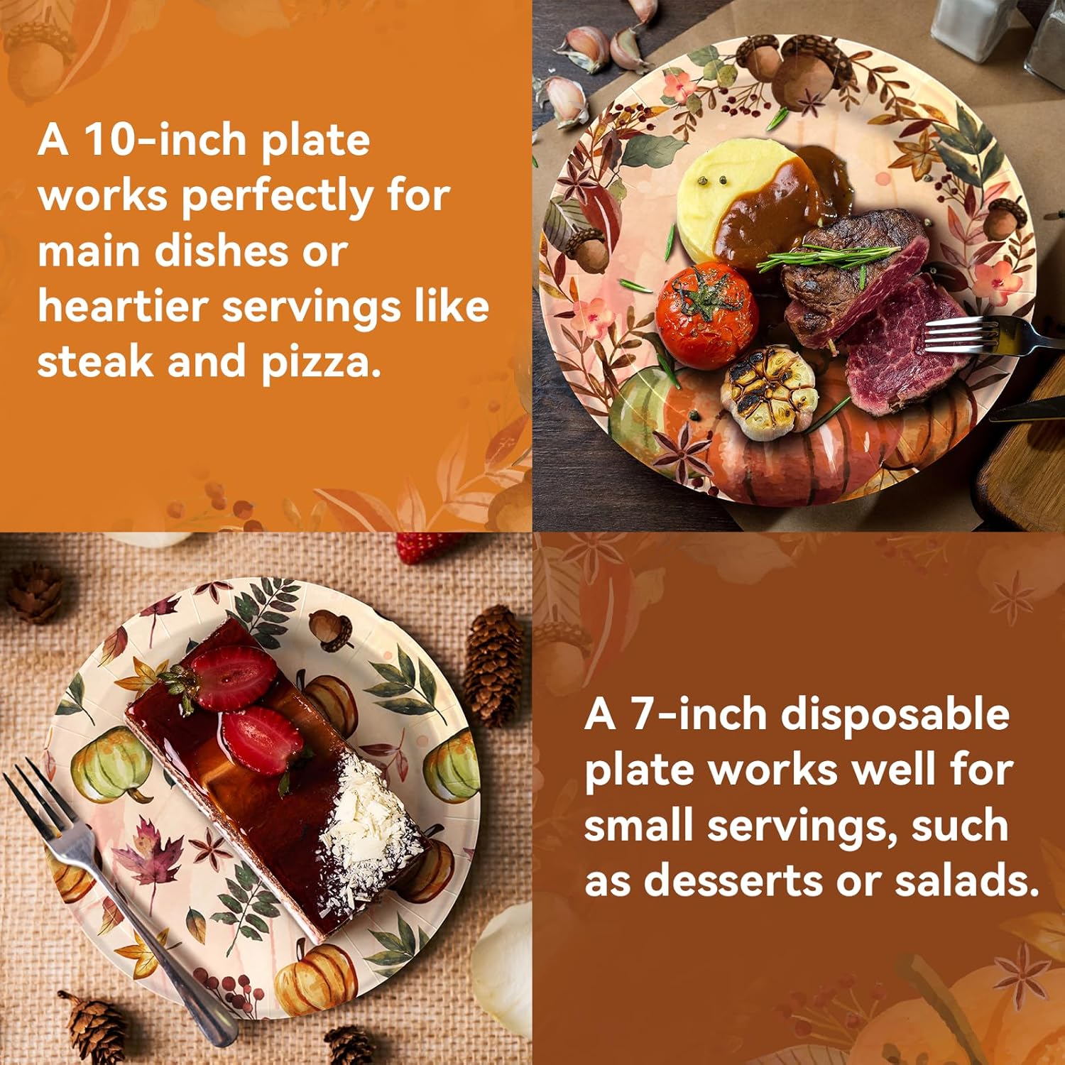 Fall Paper Plates and Napkins Set 150 Count, 10'' and 7'' Heavy Duty Disposable Plates, Thanksgiving, Fall, Autumn Harvest Party Decorations Supplies, Serve 50