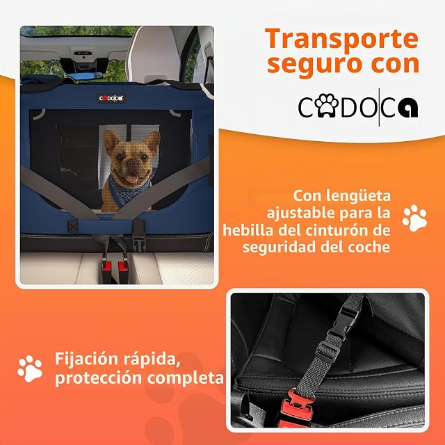 Foto 2 de 8 de CADOCA® Transportín Mascotas Plegable con Alfombrilla Suave y Tazón Talla XXXL 101x70x70cm Bolsa Viajes…