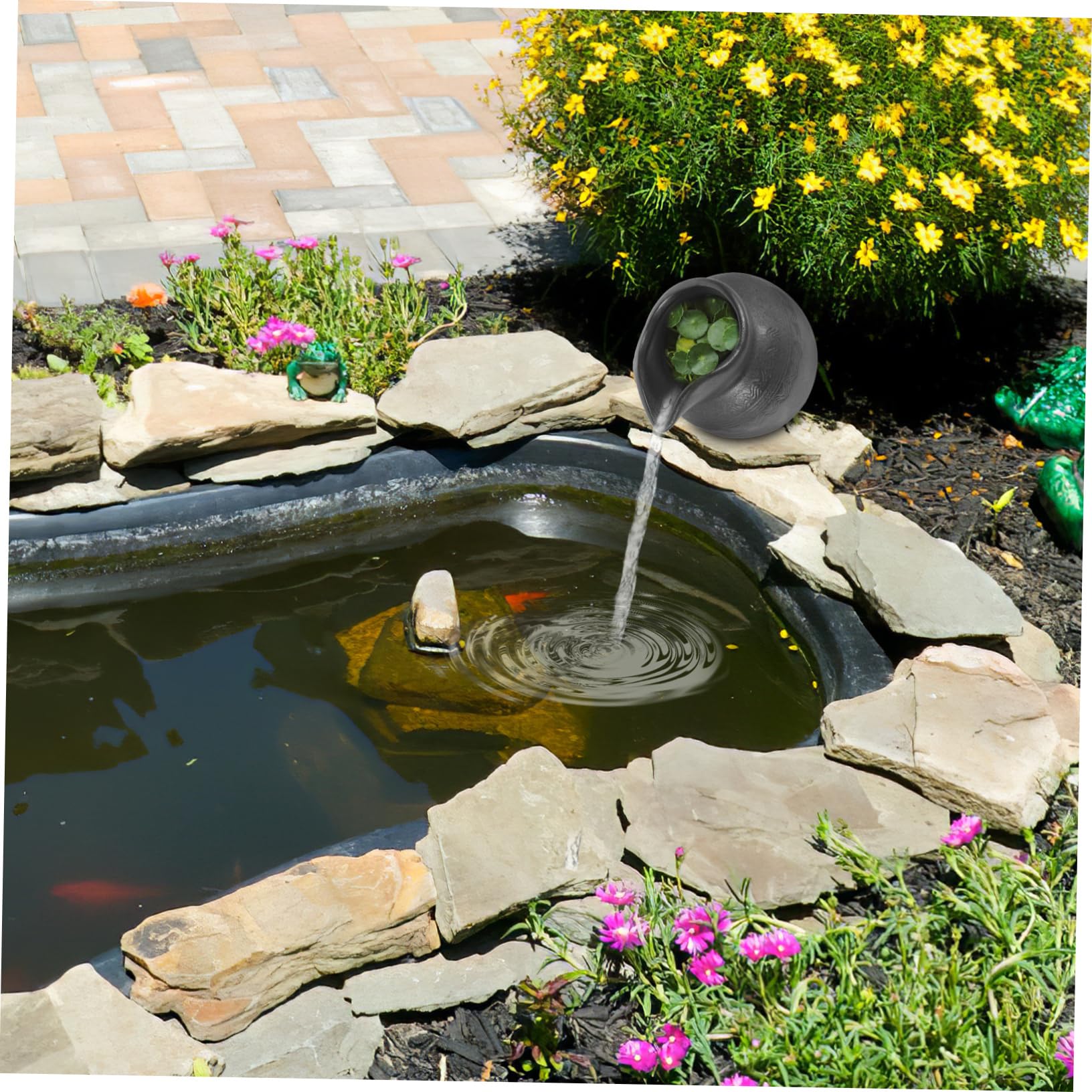 Hemobllo Decorazione Per Giara D'Acqua Cortile Giara Esterna Ugello Fontana Da Giardino Cascata Fontane Da Pesci Piccolo Laghetto Cascata Brocca Cascata Giardino Giara Fontane