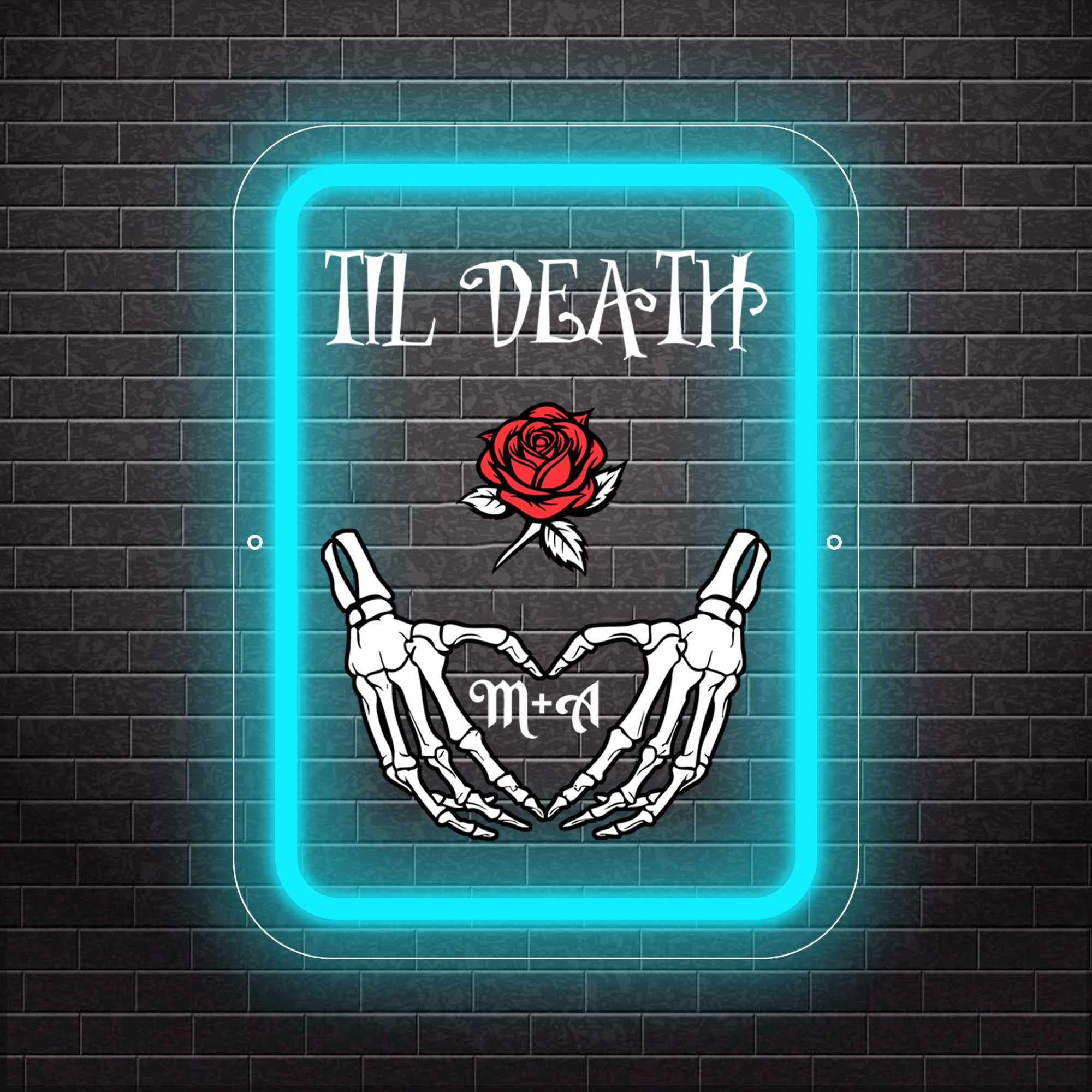 Custom Till Death Neon Name Sign,Personalized Led Lights Up Sign for Wall Decor Bedroom Living Room Party Halloween Decorations Night Light Birthday Gift for Couple Women Men