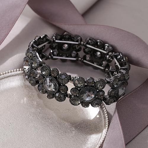 Miniatura 3 de EVER FAITH Round Austrian Crystal Vintage Style Elastic Stretch Bracelet