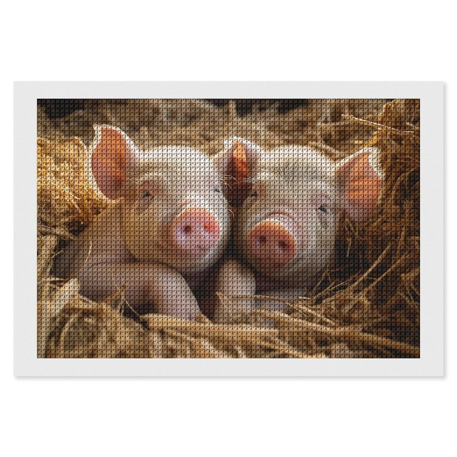 Pigs Diamond Art Kits for Adults, DIY 5D Diamonds Painting Kits for Beginner, Round Full Drill Diamond Dots Painting, 8"x12" Diamonds Pictures Gem Art and Crafts Wall Decor