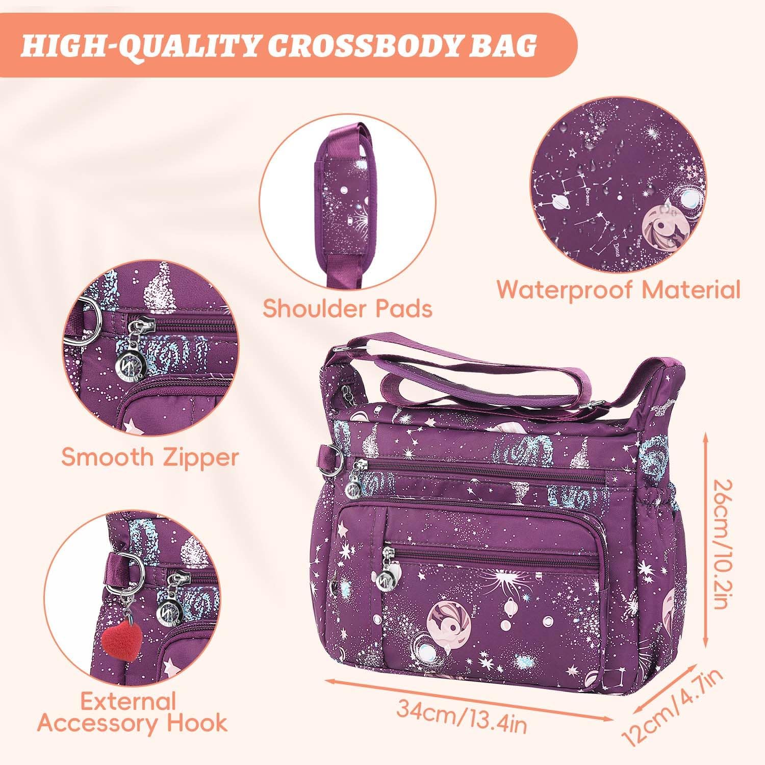 YouNuo Cross body Purse, Nylon Crossbody Bags for Women with Pockets and Compartments, Waterproof Crossbody Shoulder Handbags | Nylon, with Pockets, and Compartments, Waterproof - Image 4