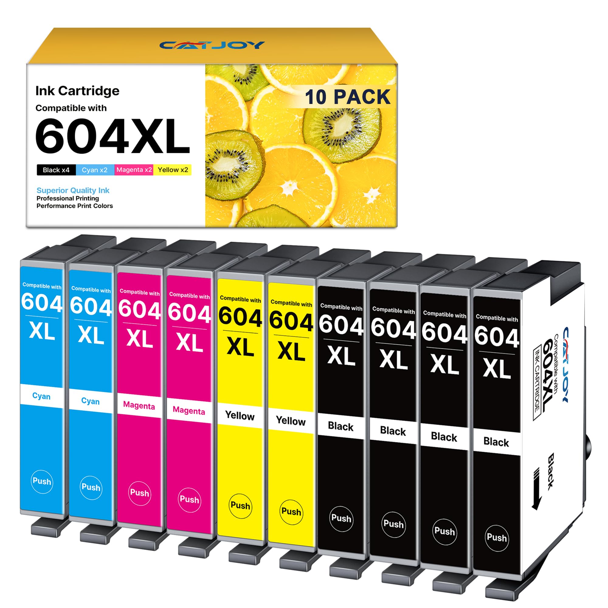 604XL Ink Cartridges Multipack Replacement for Epson 604 Ink Cartridge with New Chips Compatible for Epson XP2200 Ink cartridges Expression Home for XP-3200 XP-4205 XP-4200（10 Pack）