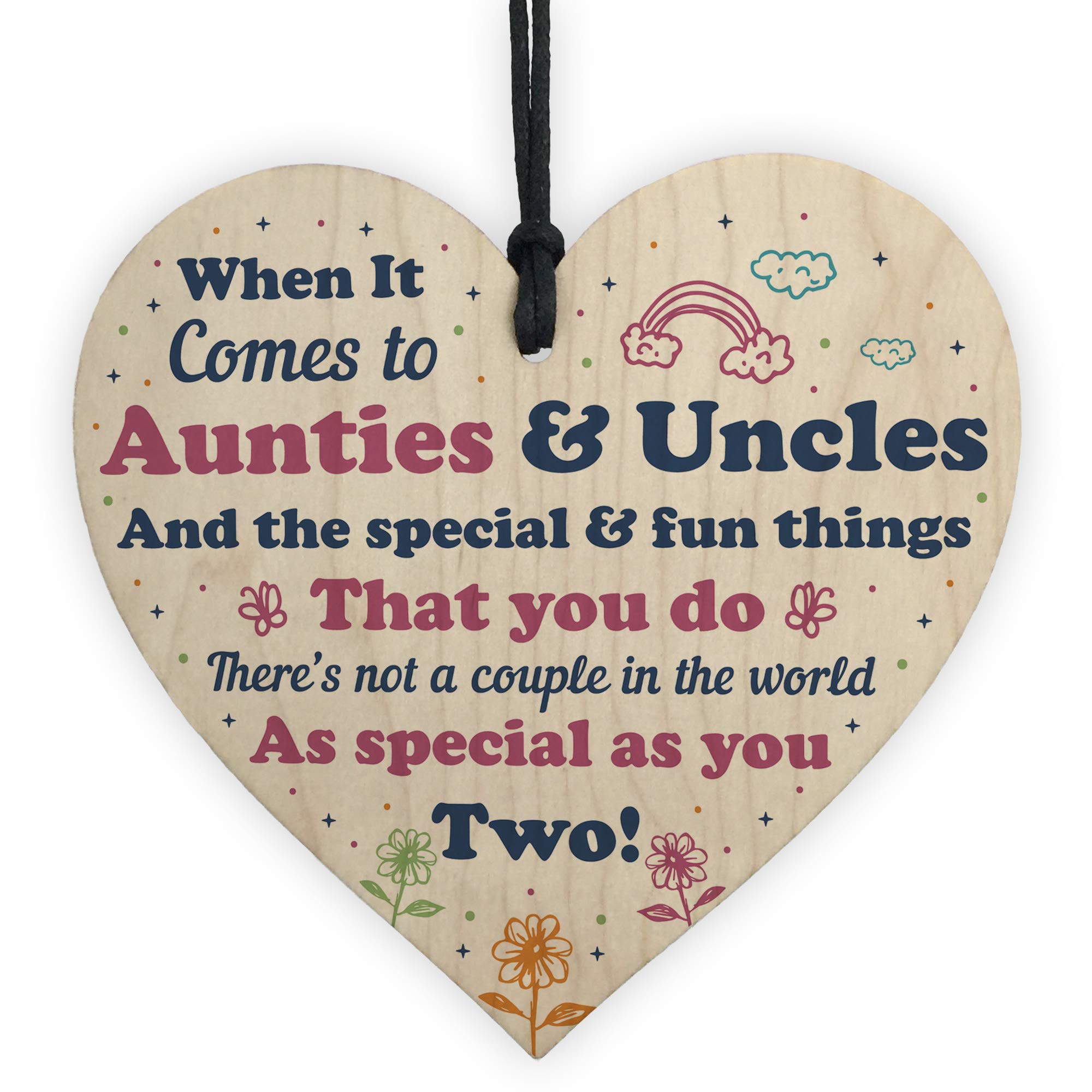 Red Ocean Auntie And Uncle Gifts Wooden Heart Auntie Uncle Birthday