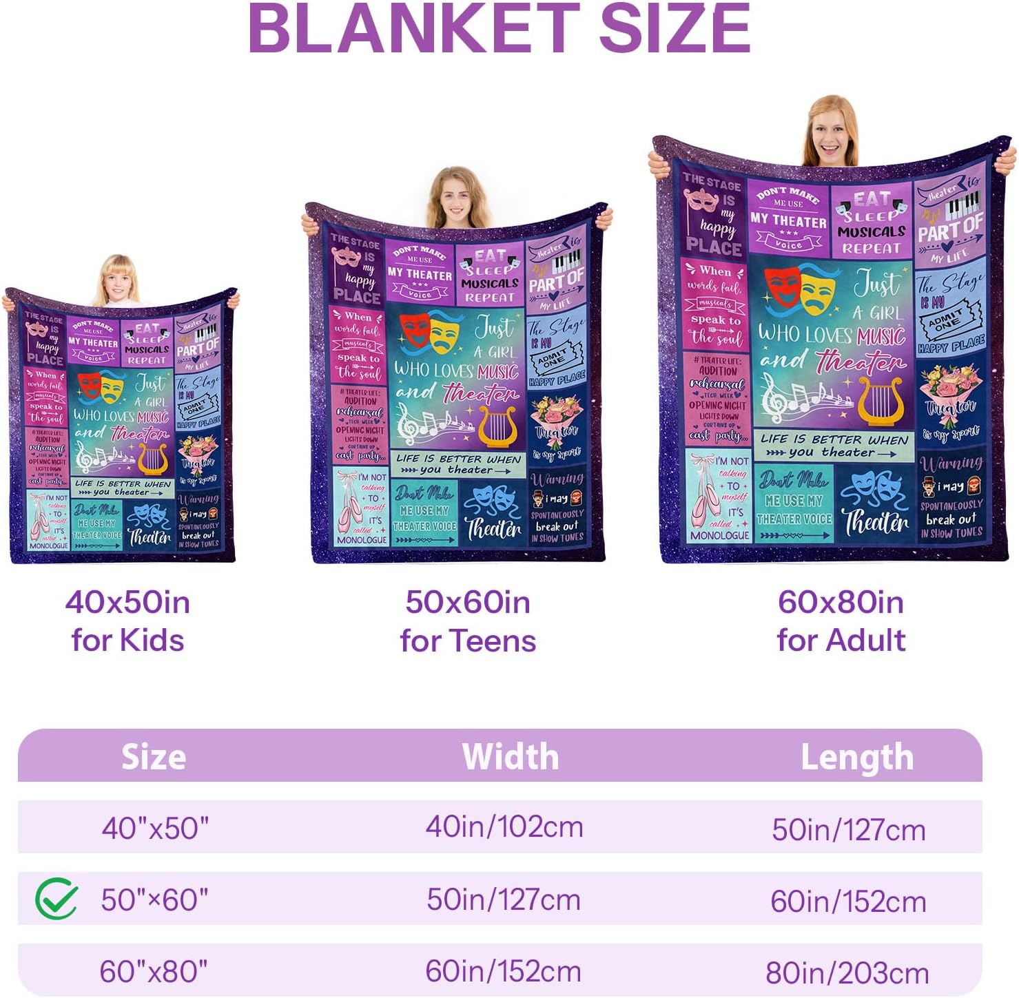 Theater Blanket Gifts for Women, for Girls, Musical Theater Present for Men, Birthday Gifts for Women, Warm Throw Blanket for Sofa, for Holiday, Birthday, Gifts for Chritsmas Thanksgiving 50x60in - Image 6