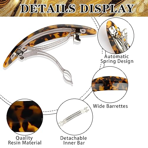 Miniatura 6 de LOSANJI 10 pasadores franceses para el cabello, pinzas entrelazadas de tortuga, accesorios para el cabello curvados ovalados para mujeres y niñas,
