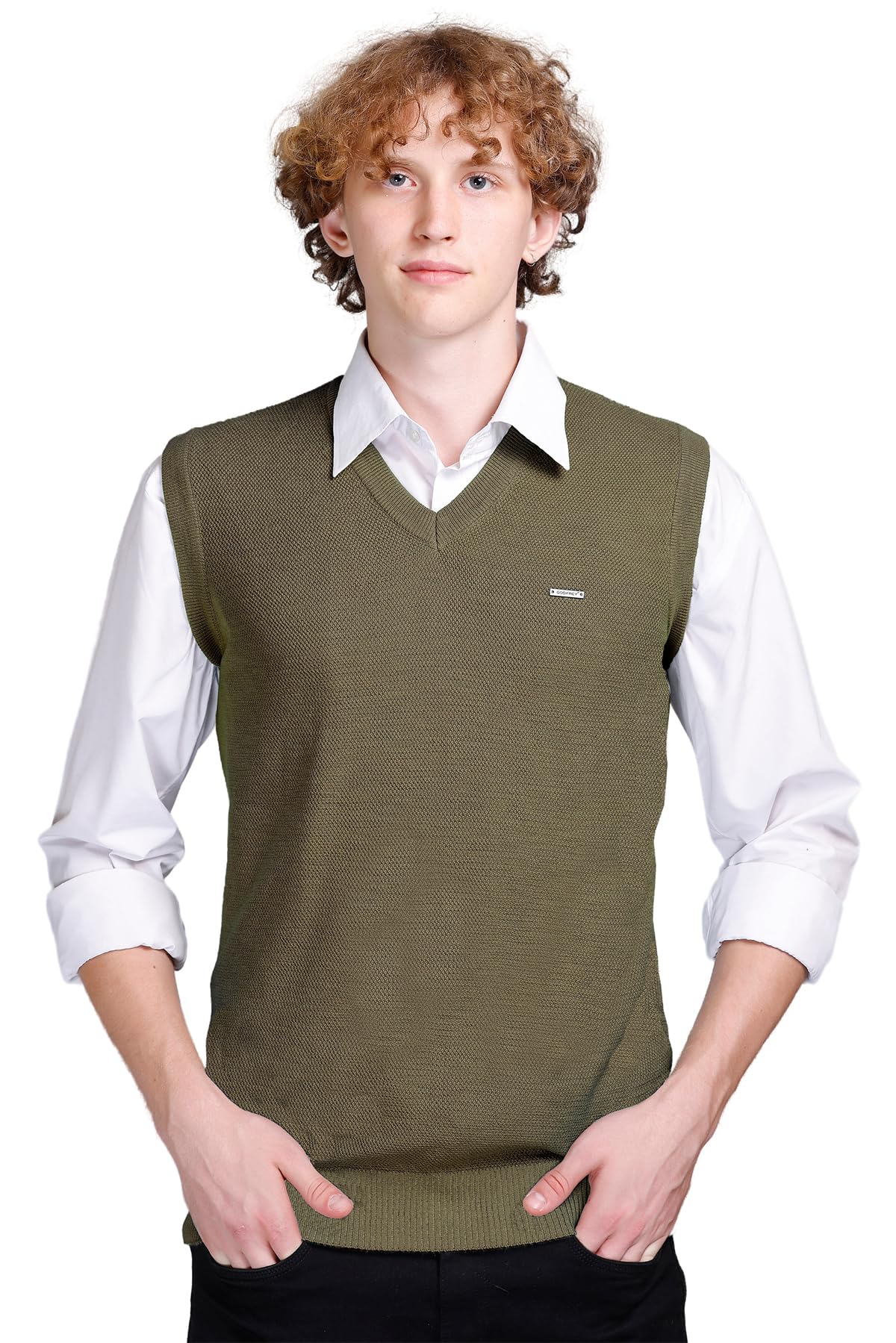 godfrey V Neck Cotton Half Sweater for Man Winter Wear - Pullover Sweater for Men-picture-12