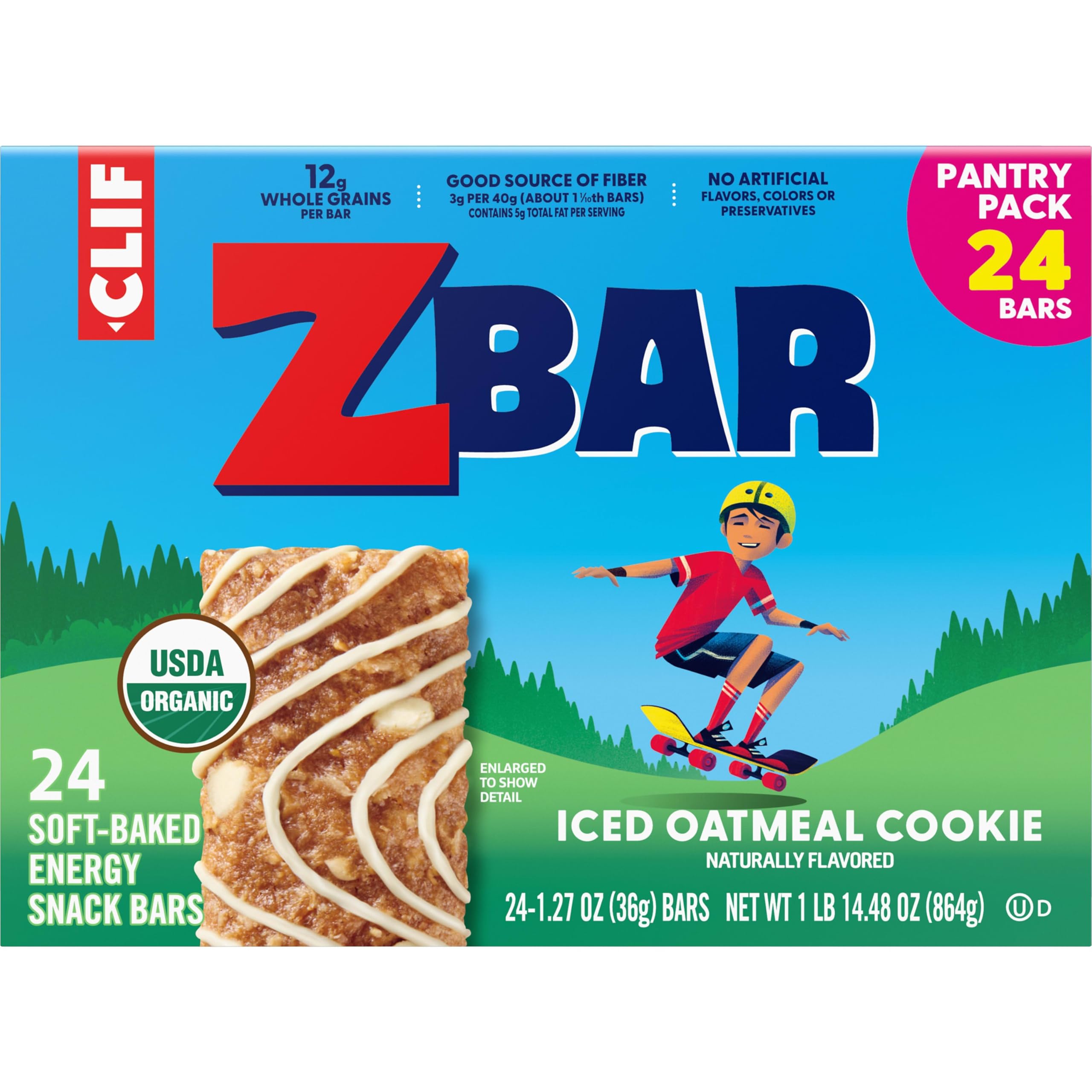 Iced Oatmeal Cookie - Soft Baked Whole Grain Snack Bars - USDA Organic - Non-GMO - Plant-Based - 1.27 oz. (24 Pack)