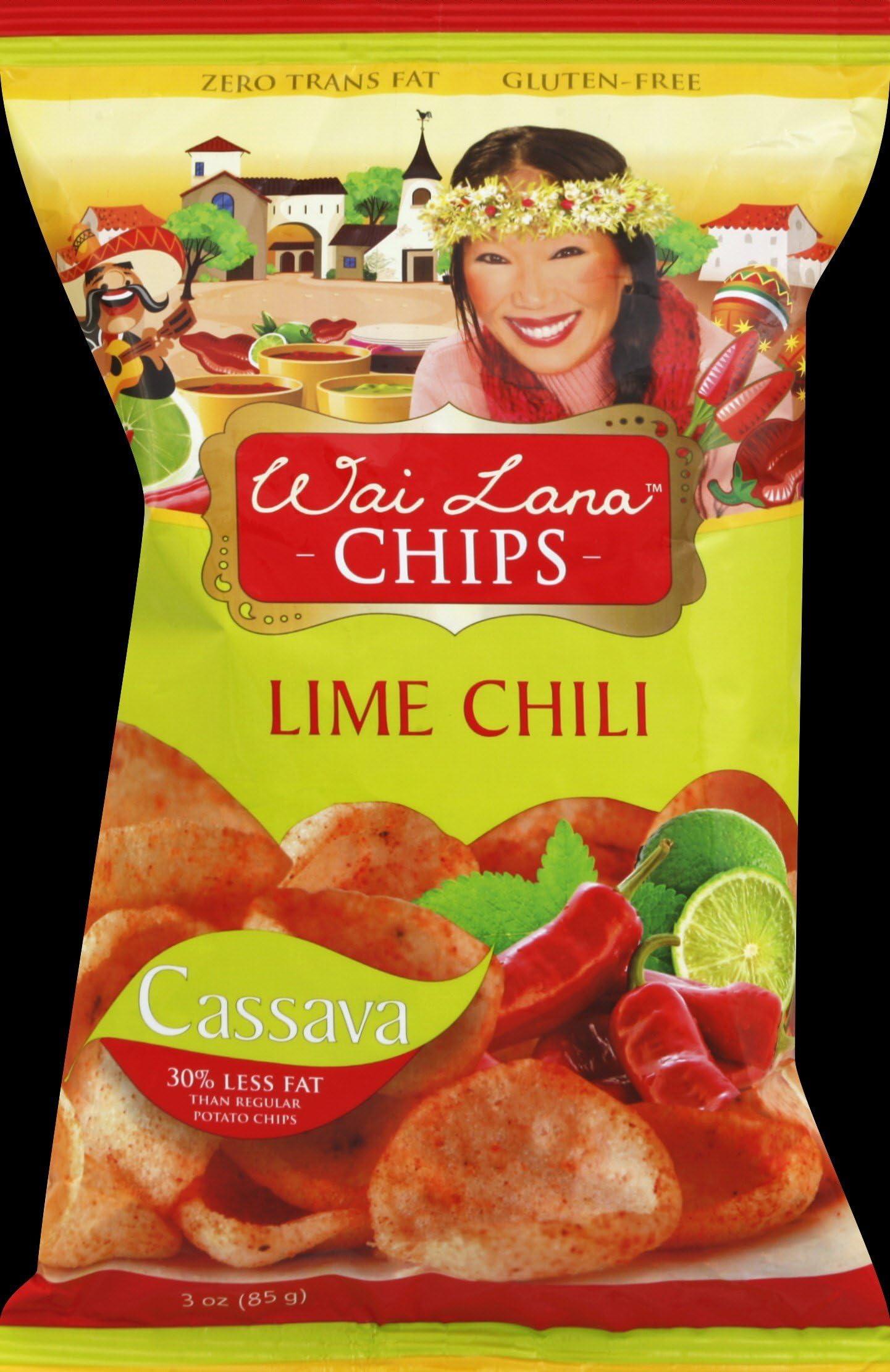 Wai Lana Chips, Cassava, Lime Chili, Pack of 12