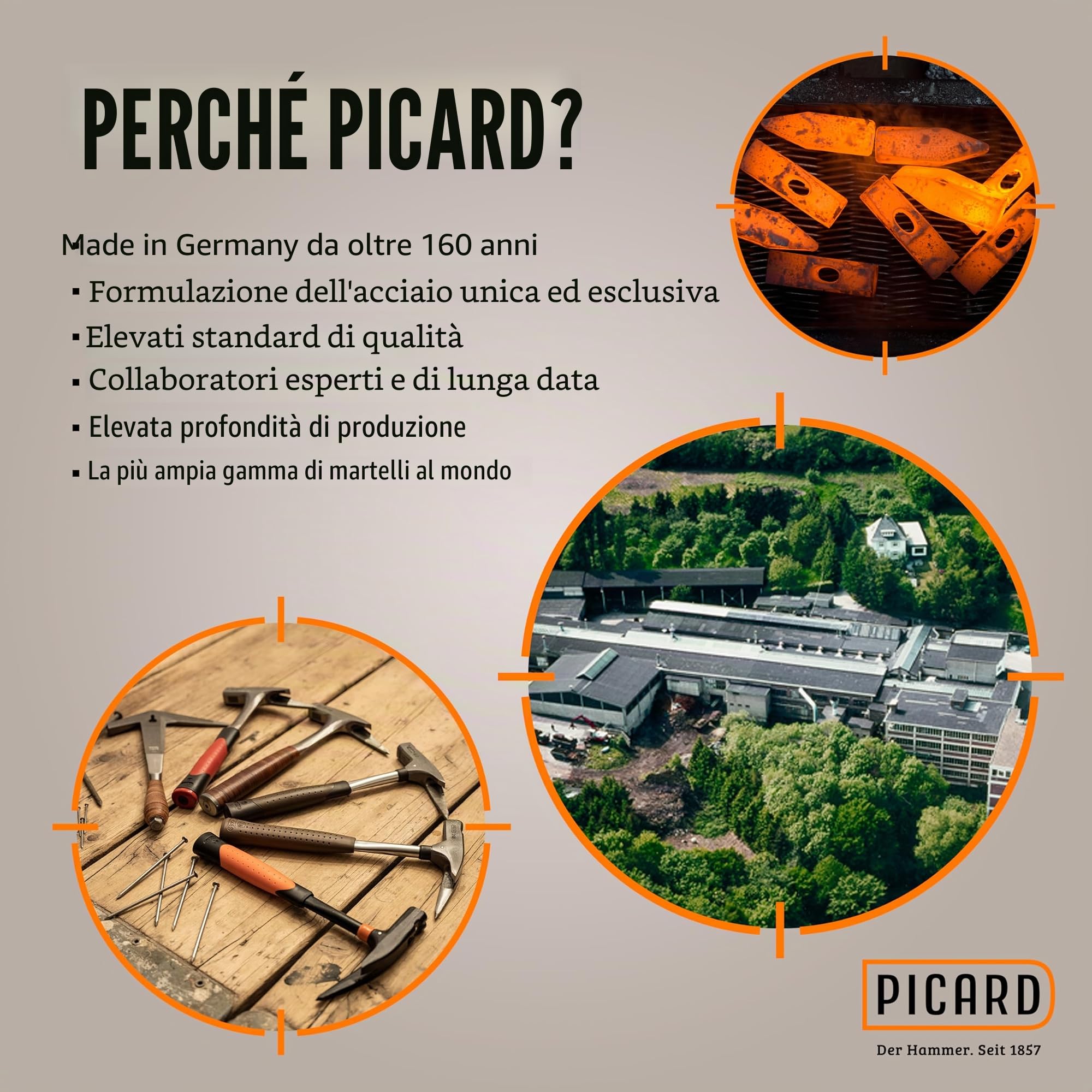 Picard Martello Carpentiere Ruvida AluTec®, No. 1095 | Martello da Carpentiere Professionale con Estrazione Chiodi | Leggero E Potente | Ergonomico E Antivibrazione | Hammer Ibrido Alluminio