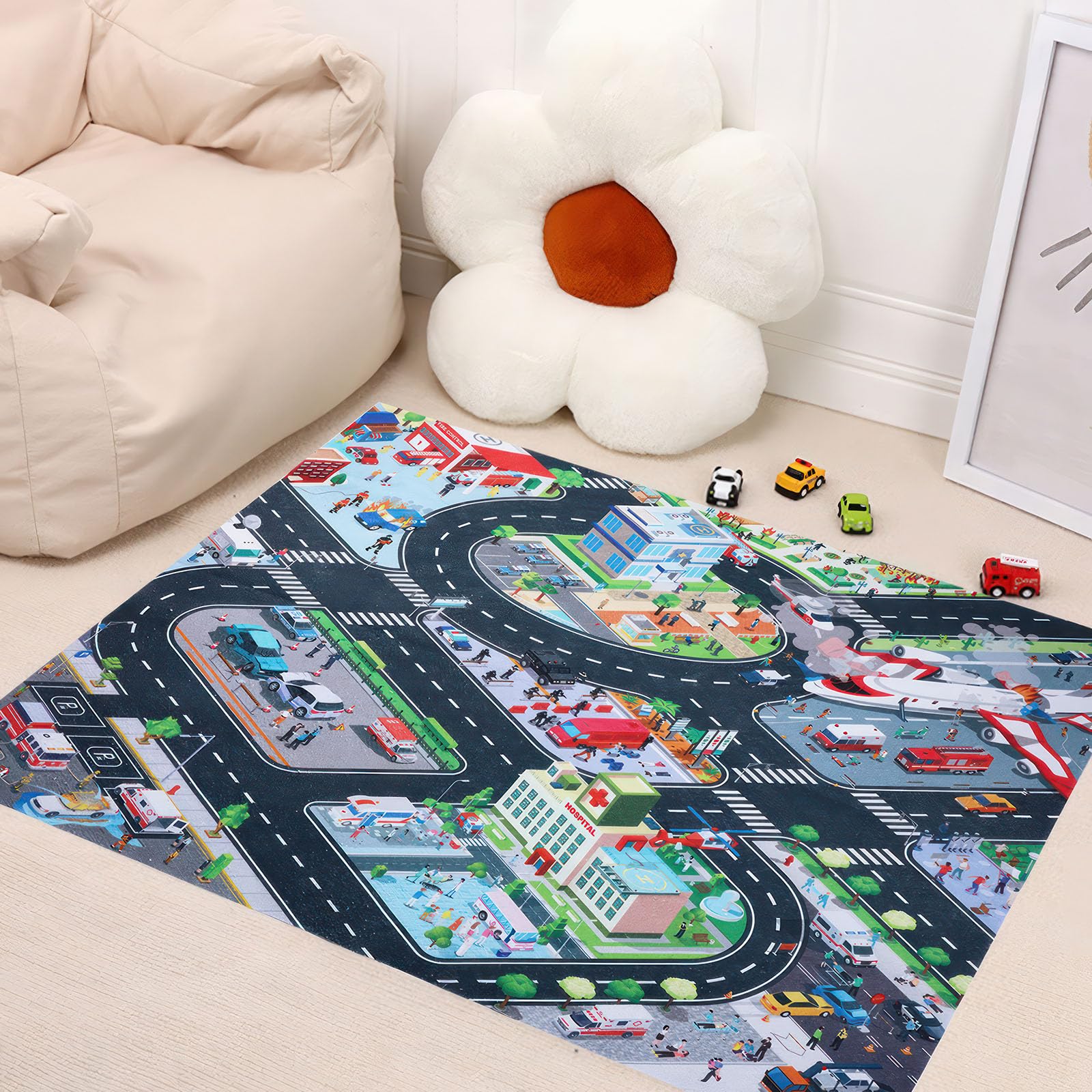 Play Mat Rug Snapklik.com : Kids Carpet Playmat Rug, Felt Cloth Fire-Themed Game ...
