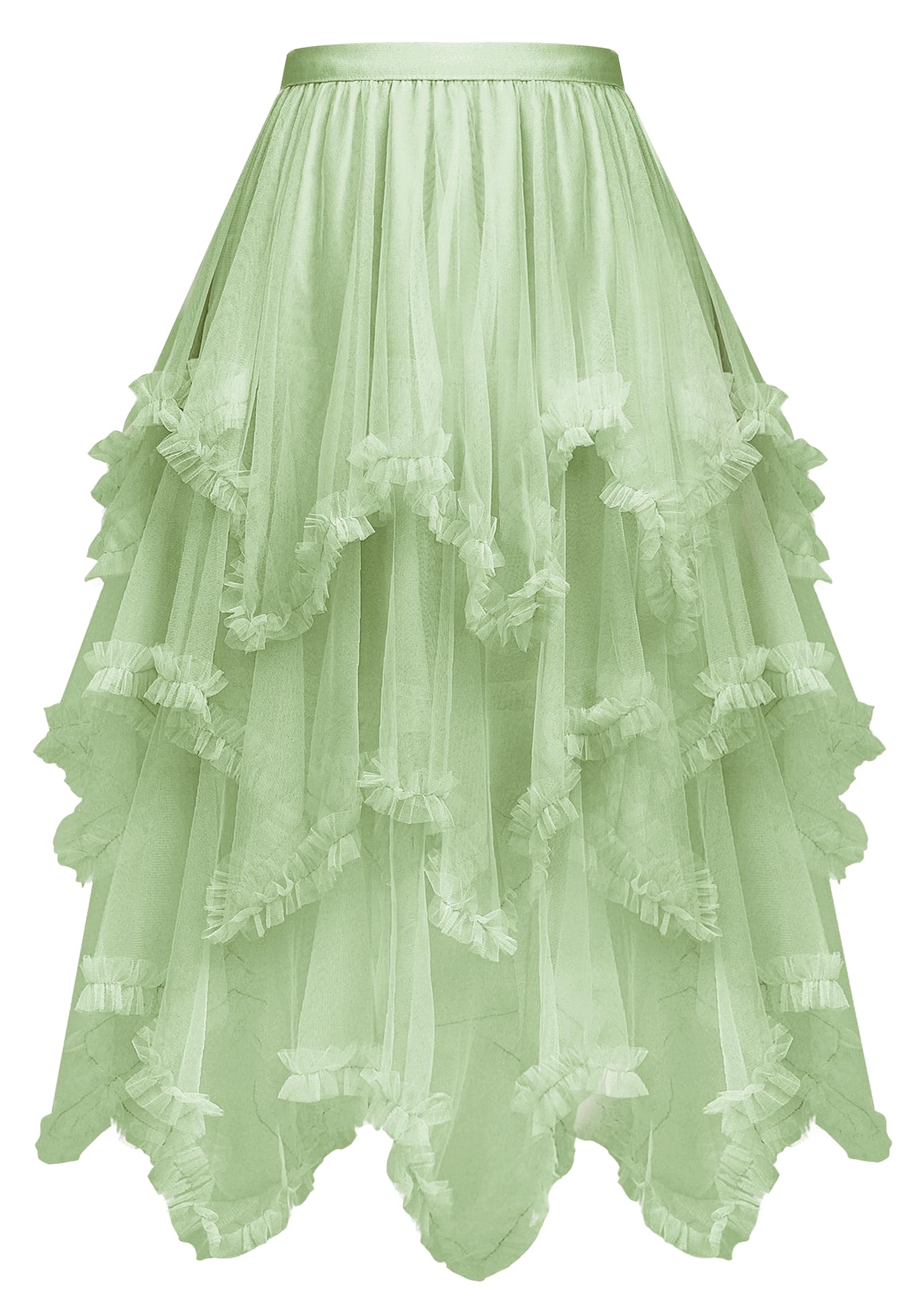 C-ZOFEK Falda de tul para mujer, falda de hadas con volantes altos y bajos para disfraz de Halloween (multicolor)