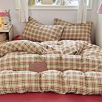 Vista 7 de BuLuTu - Juego de funda de edredón individual de muselina, diseño a rayas, funda de edredón tipo gasa de algodón con 2 fundas de almohada, ropa