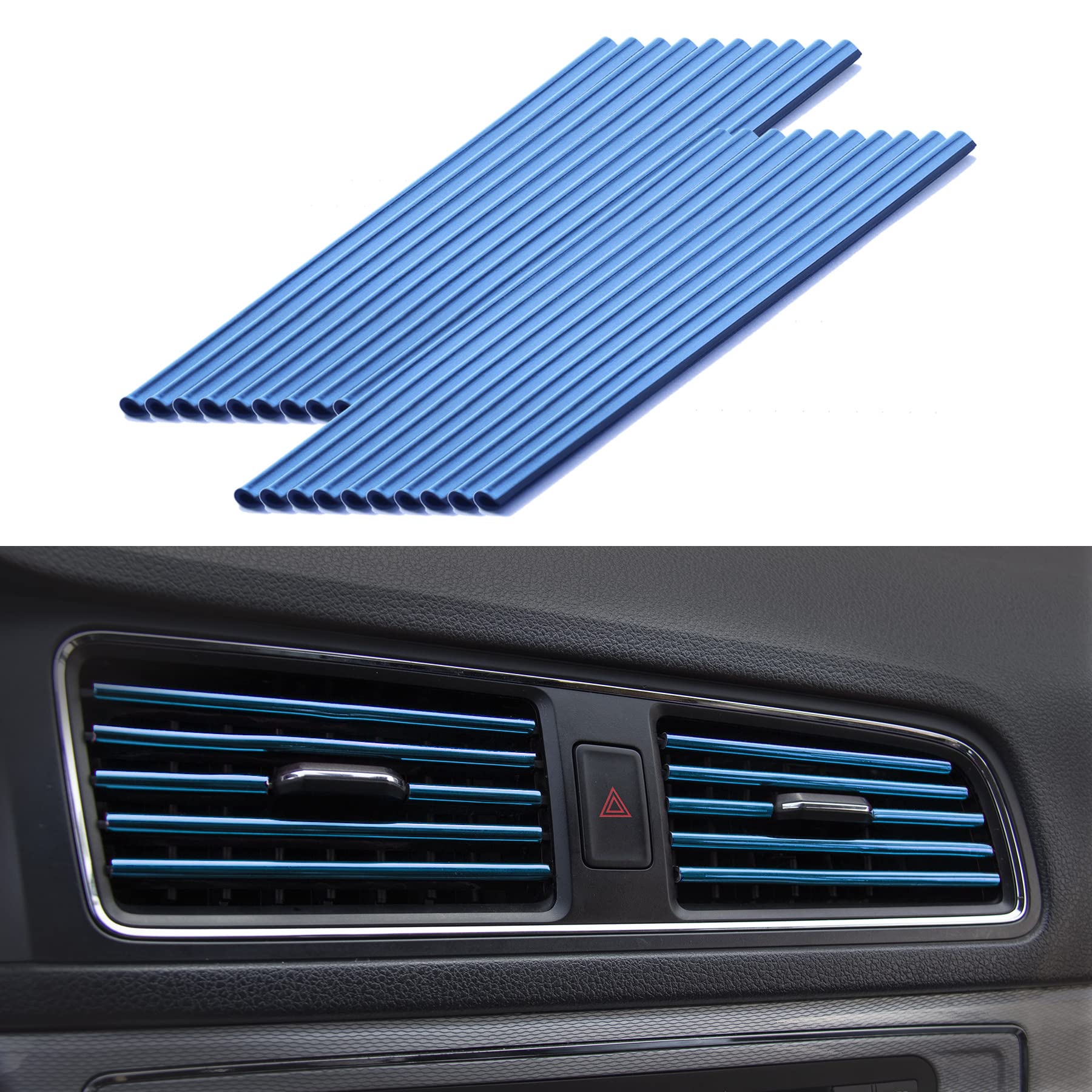 SINGARO Car Air Conditioner Outlet Strips (20 Pieces, Blue)
