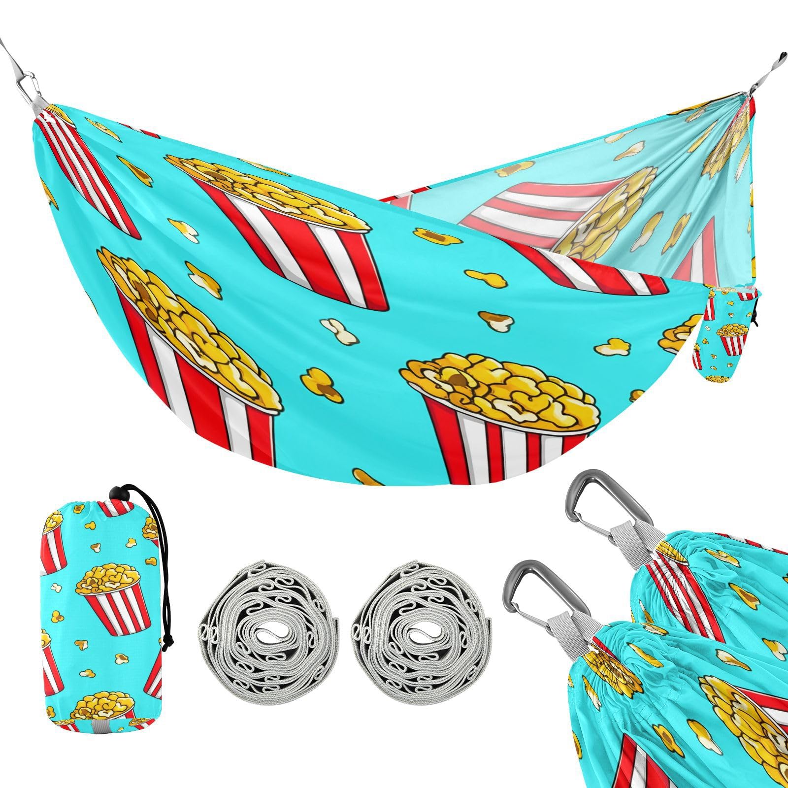 ATTX Doodle Popcorn Camping Hammock - Lightweight & Portable Hammocks, Heavy Duty 330lbs Capacity for Indoor, Hiking, Backpacking, Travel, Backyard, Beach#166