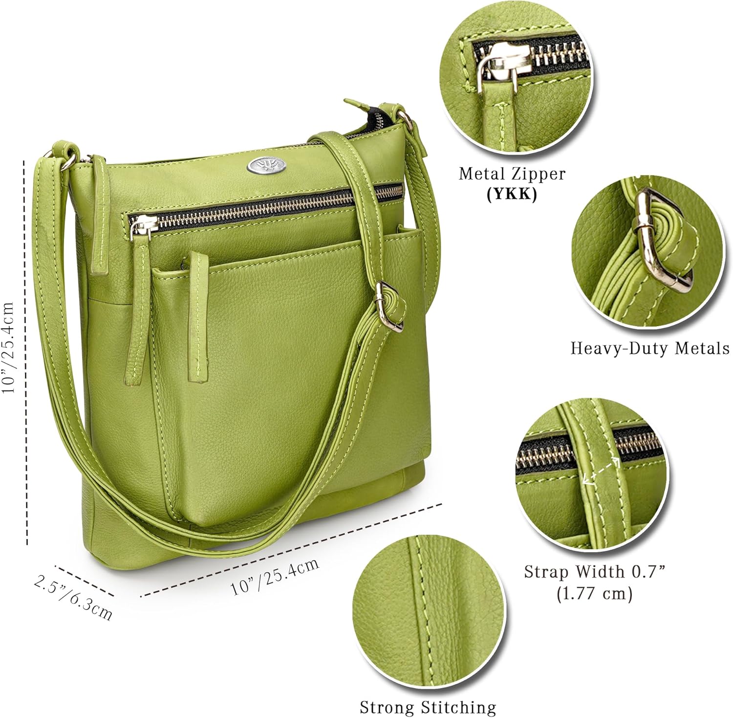 Genuine Leather Crossbody Bags for Women, Premium Handmade Leather Purses - Shoulder Handbags, Adjustable Strap - Image 3