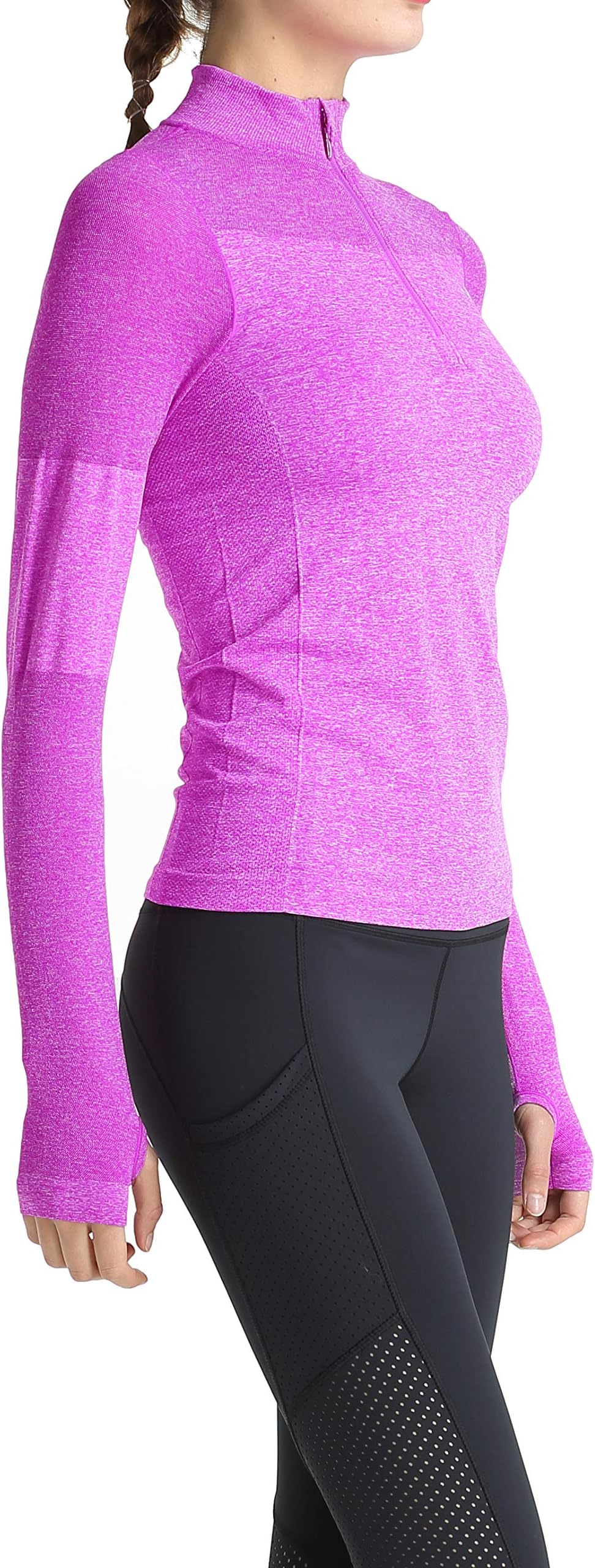 Women Quarter Zip Workout Top Half Zip Athletic Shirts Long Sleeve Sun Shirts Lightweight Golf Shirt Quarter Zip