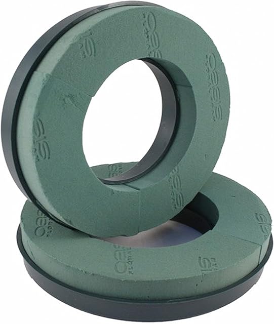 2 x Foam Rings with Plastic Backed Wreath Ring - 10" 12" 14" (12" Foam Ring x 2 - Plastic Backed)