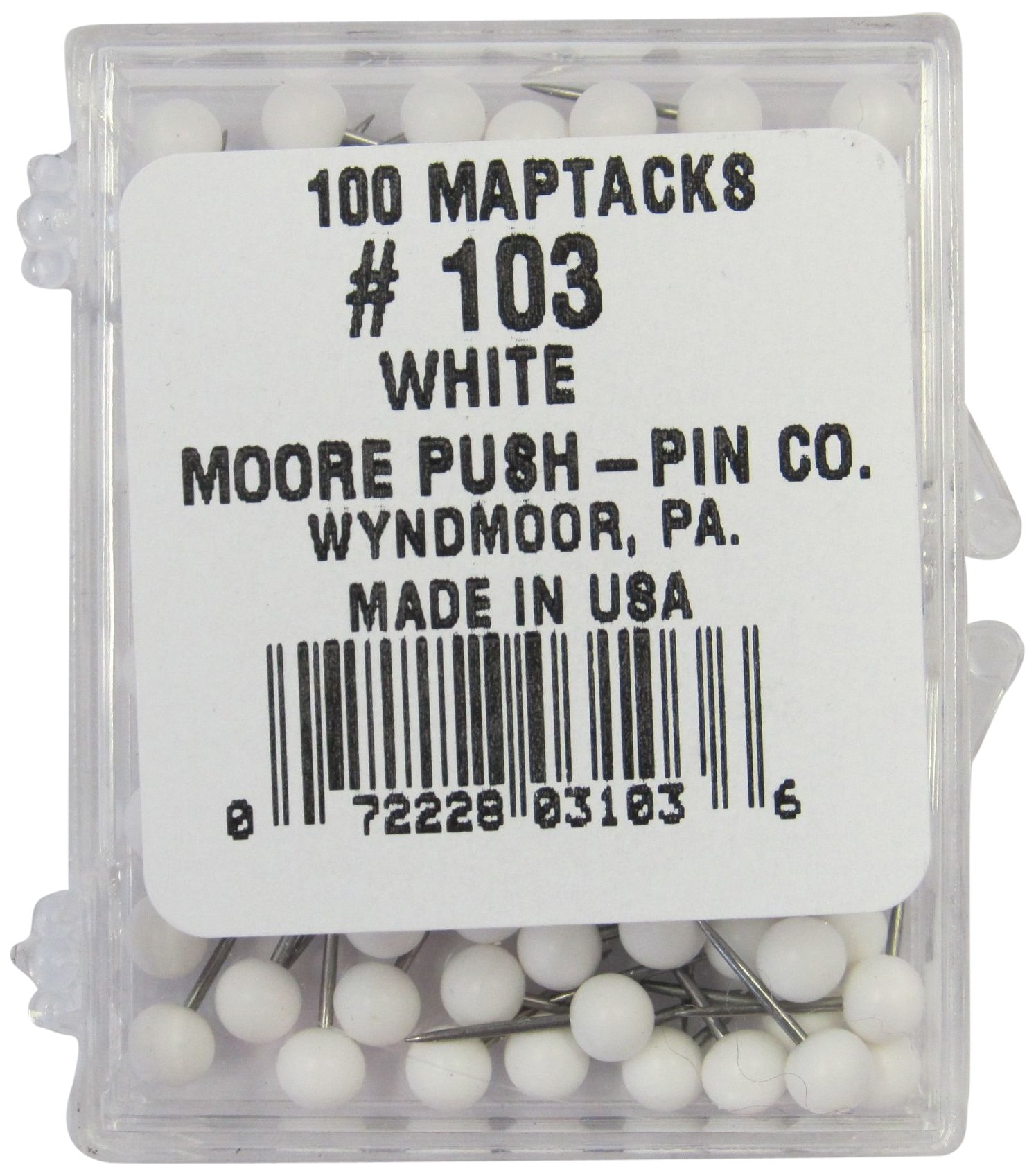 Moore Push Pin - White (Pack of 100)