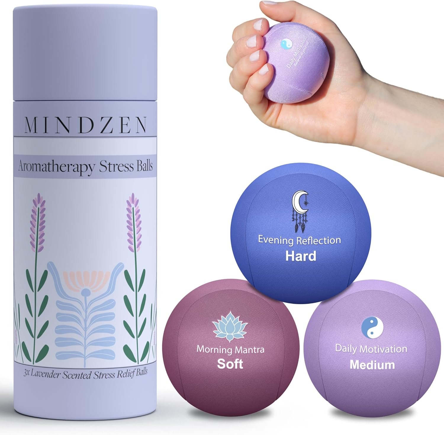 Lavender Stress Balls for Adults | Aroma Infused for Anxiety and Stress Relief | Enhance Mindfulness & Focus | Tri-Strength Physical Therapy Hand Grip Exercise and Calming Sensory Fidget Tool