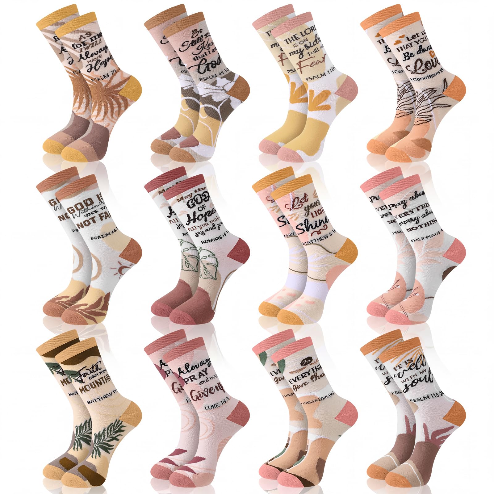 12/24 Pairs Christian Socks Gifts for Women