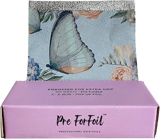 Pre ForFoil Butterfly Pop-Up Hair Foils: Pre-Cut Embossed Aluminum Sheets for Highlights, 100 Count 5x10.75 Inch Professional Salon Use