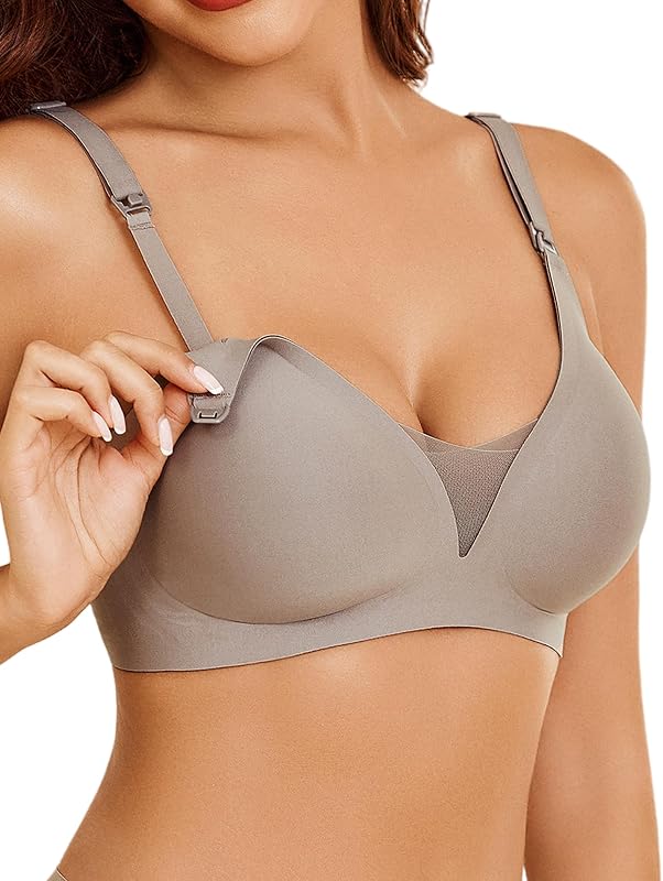 sujetadores de lactancia para lactancia corpiño de maternidad sin costuras inalámbrico | corpiño cómodo para el embarazo, suave, elementos esenciales para la lactancia, todos los días, ropa para dormir, cuello en V, bralette de remera acolchada, extensor
