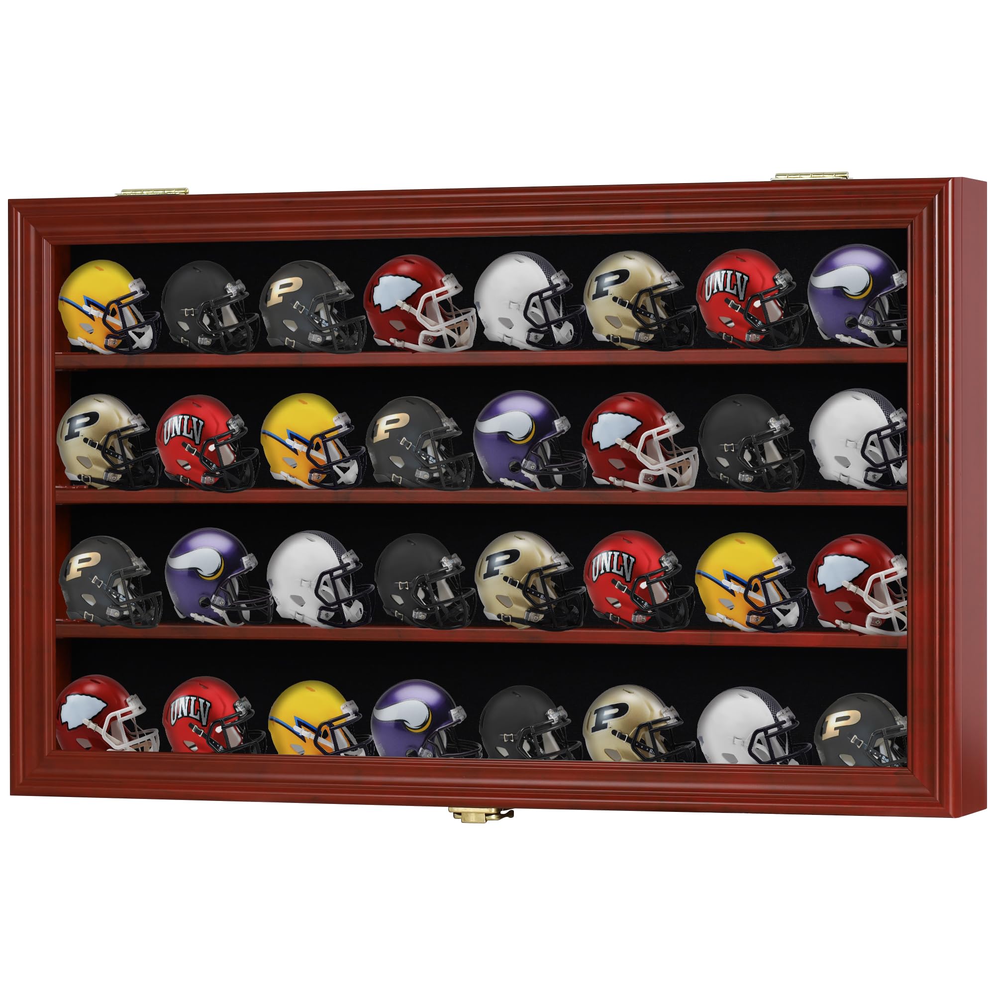 Display Case Cabinet Holders Rack for Pocket Size Mini Football Helmets Baseball Mini Helmets & Building Block Toy Minifigures (Cherry)