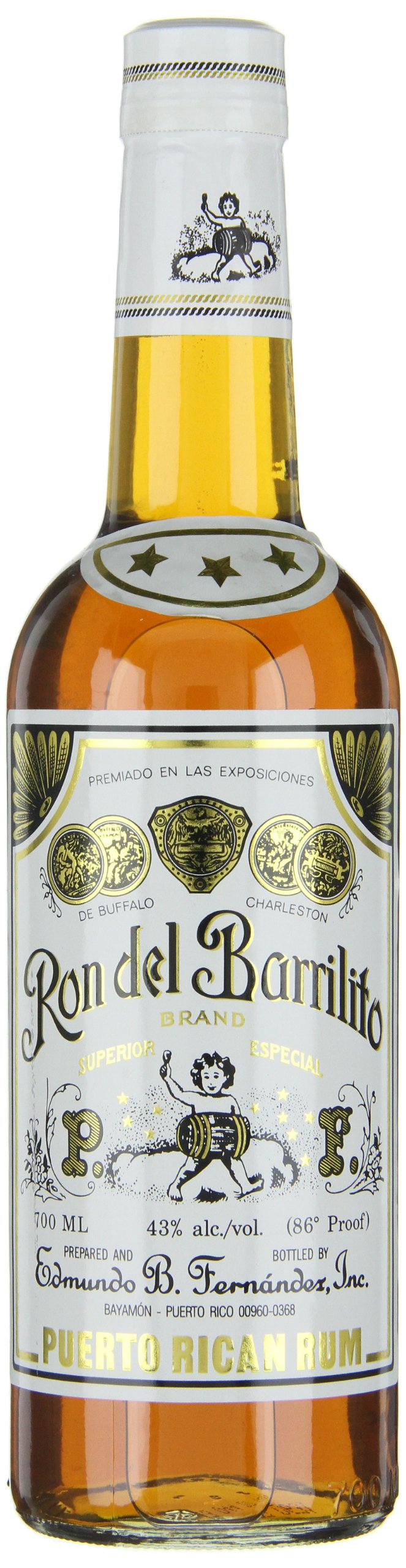 Ron Del Barrilito Superior Especial 3 Estrellas – Ron Premium Añejo de Puerto Rico, 43% Vol., Botella 700 ml
