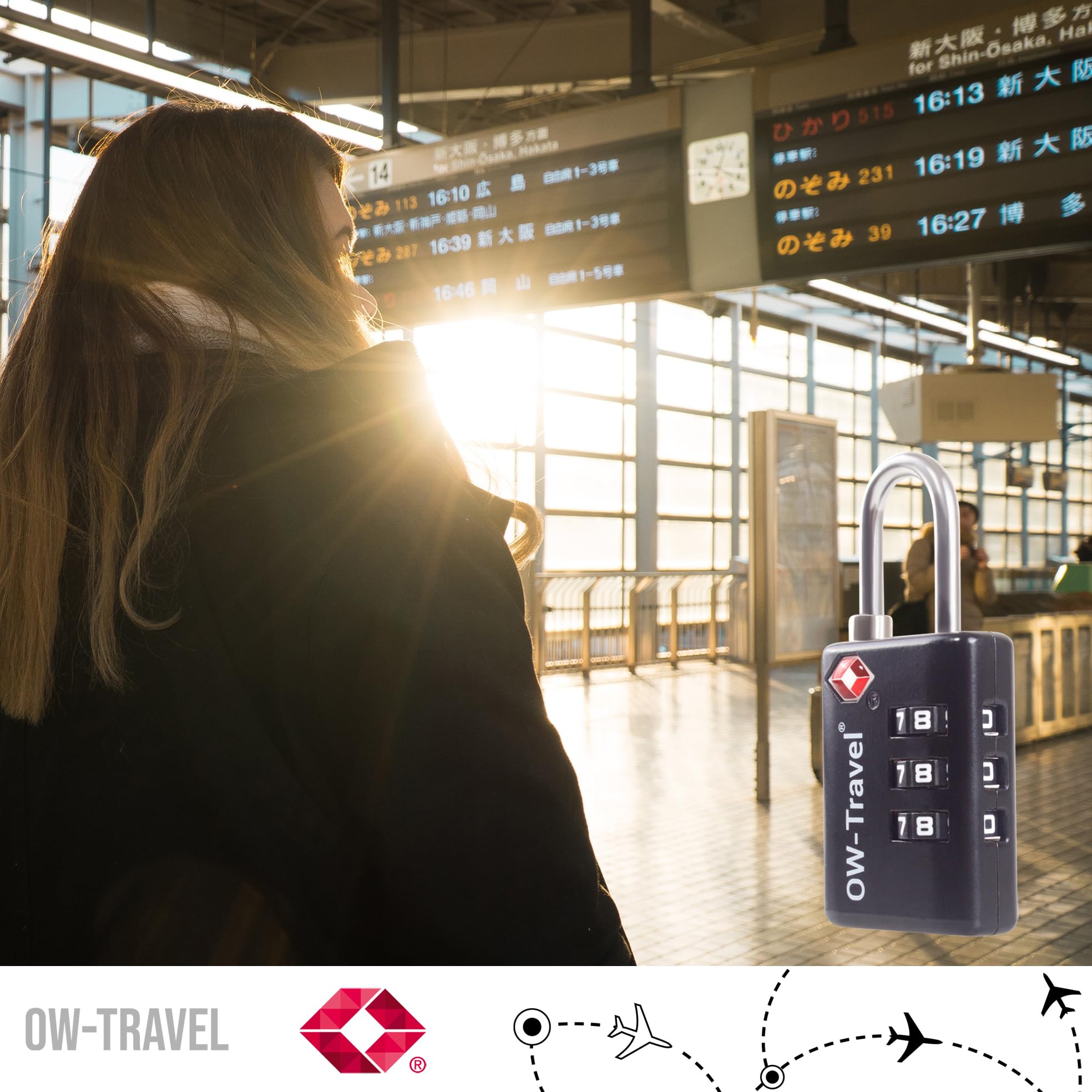 Zatwierdzone przez TSA zamki bagażowe zamki do walizki z otwartym alarmem OW-Travel 3-cyfrowa kłódka bezpieczeństwa, kłódka szyfrowana, zamek z kodem na zamek błyskawiczny, bagaż, torbę, plecak, schowek na siłownię
