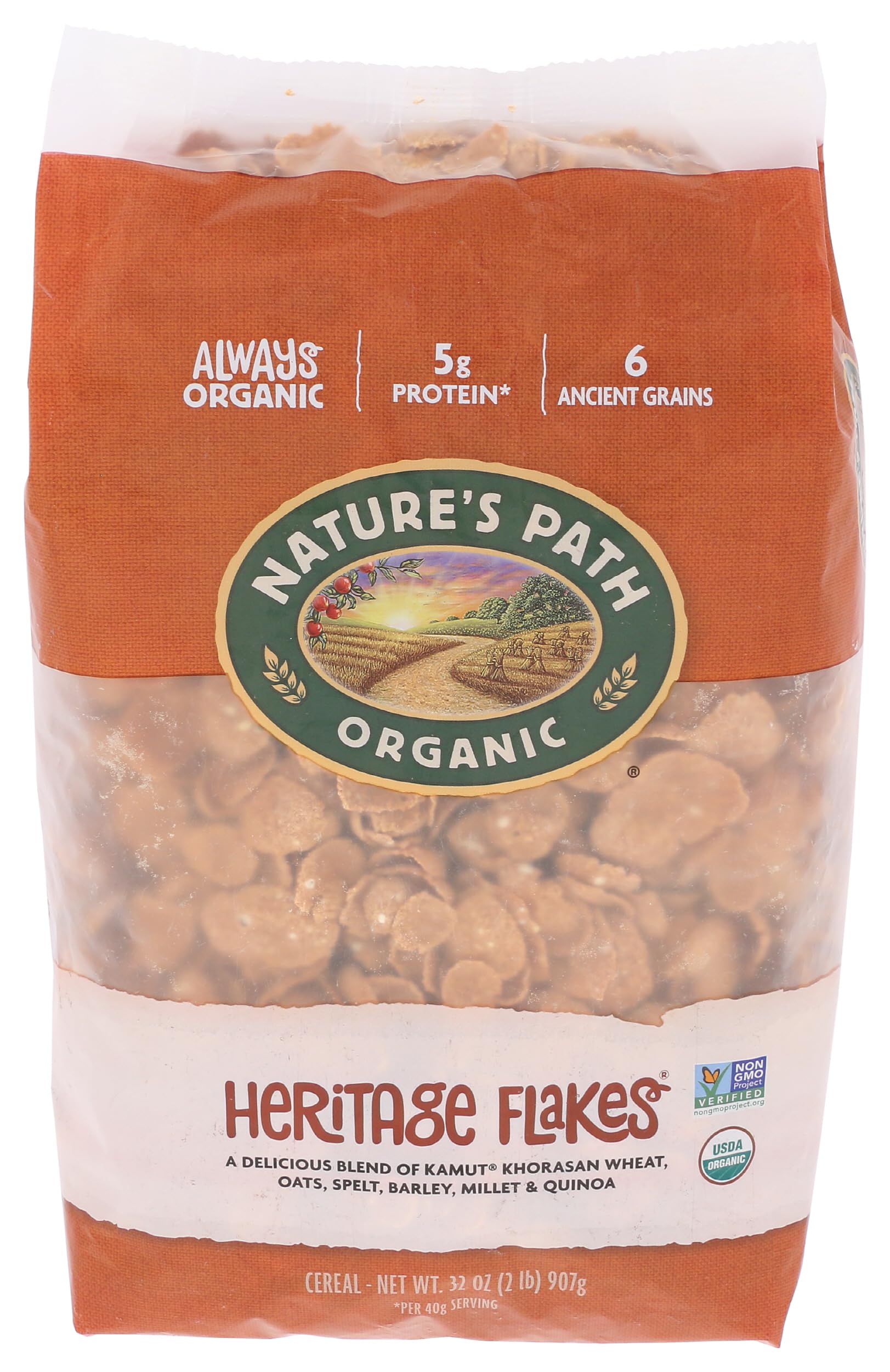 Organic Heritage Flakes Cereal, 32 oz Eco Pac Bags