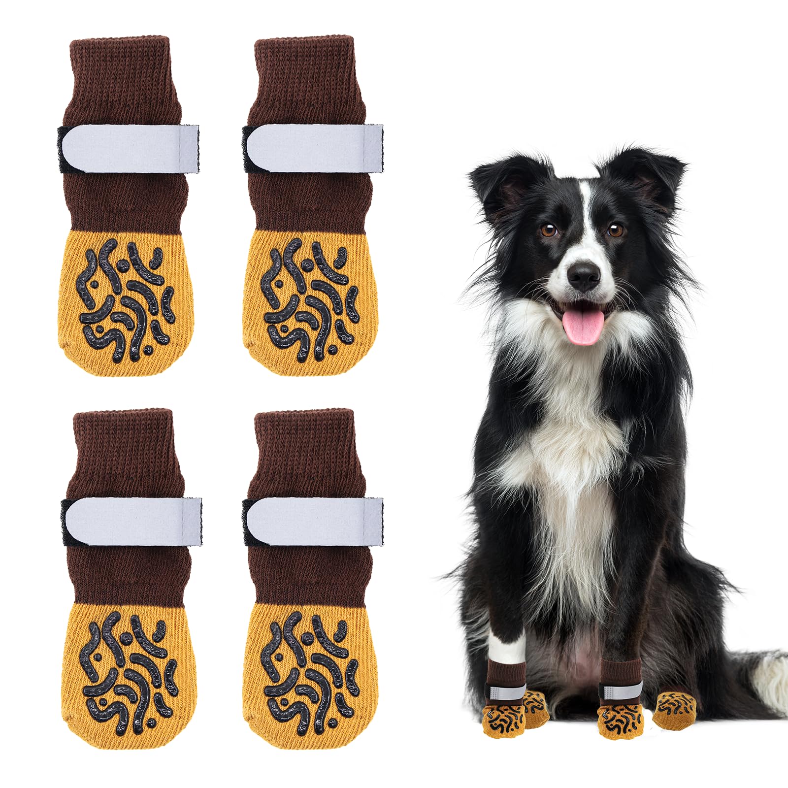 Newthinking 2 Pair Dog Socks Paws Stop Licking, Anti Slip Dogs Socks with Grips and Adjustable Strap