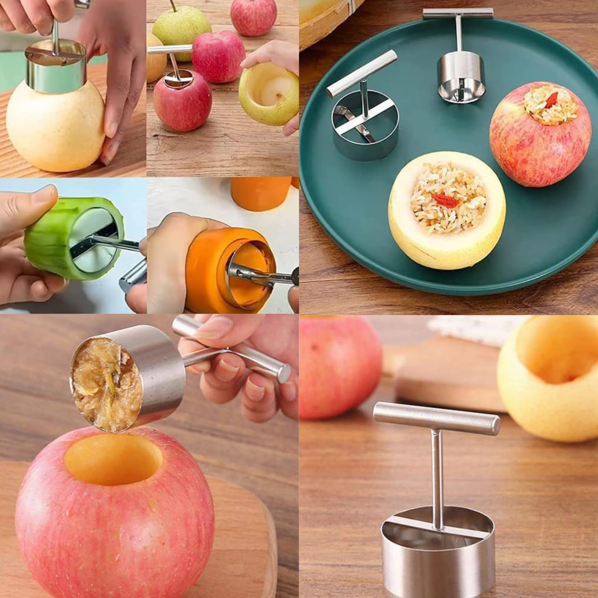 Sangpri Apple Pear Core Separator Kitchen Tool, Multifunction Vegetable & Fruit Corer, Vegetable Core Remover Seeder Cutter Pitter Fruit Hole Remover Coring Tool (1 Pc)
