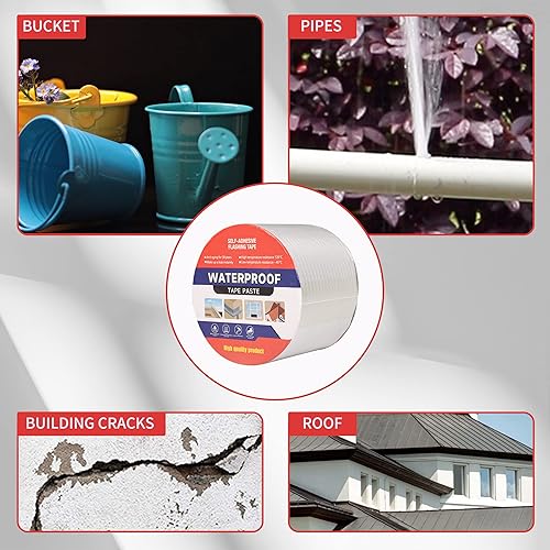 Miniatura 10 de Doppy Cinta impermeable de butilo, cinta de goma de butilo de aluminio de 11.8 pulgadas x 16.4 pies, resistente a los rayos UV, a prueba de fugas,