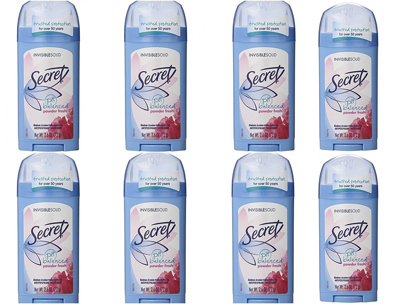 Secret Invisible Solid Powder Fresh Scent Antiperspirant & Deodorant 2.6 Oz (Pack of 8)