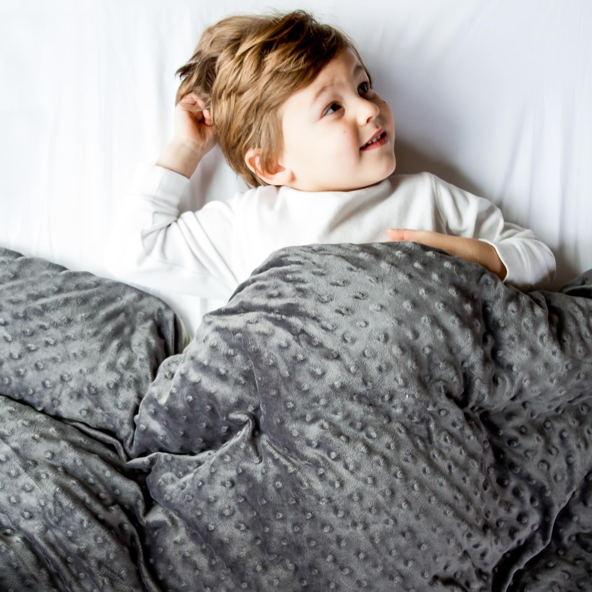 Harkla Kids Weighted Blanket - 7lb Bamboo Cooling Weighted Blanket for Kids - Washable Minky Cover and Glass Beads Filled Weighted Inner - Designed for Sensory Seekers Weighing 40lb to 70lb