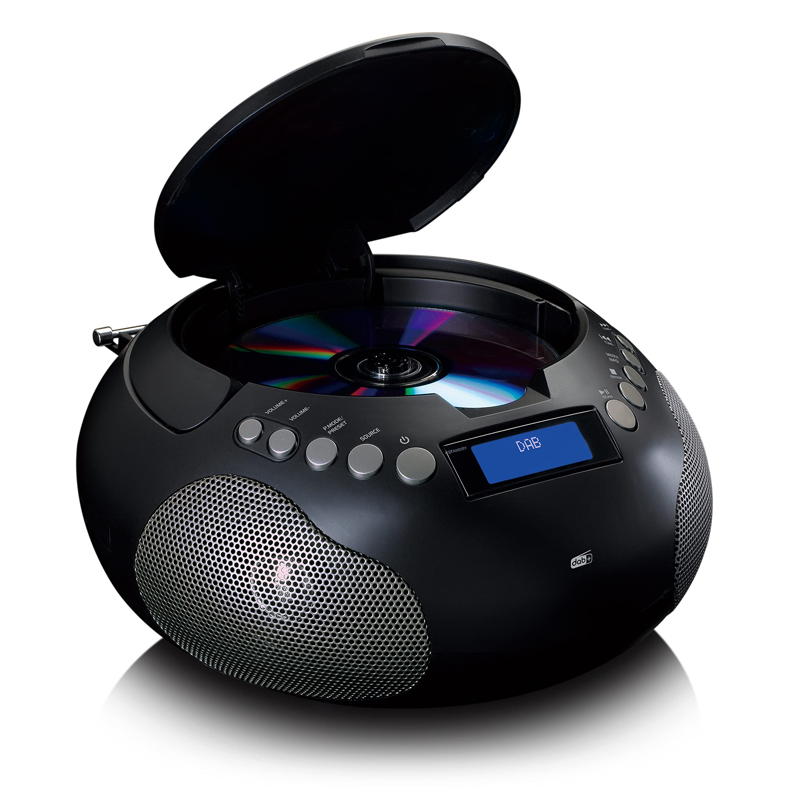 Lenco SCD-341 tragbares CD-Radio -CD-Player - DAB+ Radio - Bluetooth - Sender und Titelspeicher - Uhr - Stereo Lautsprecher - schwarz