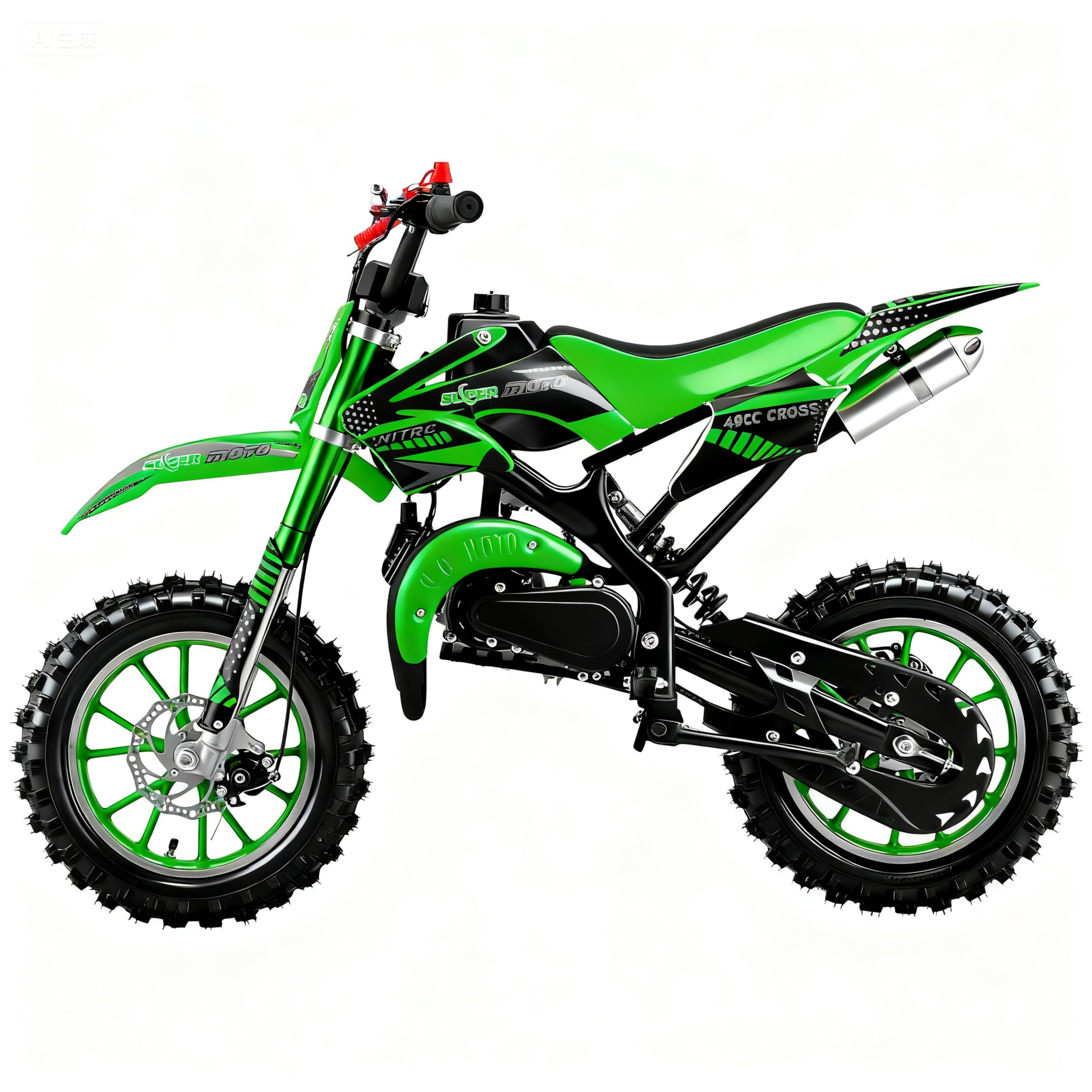 50cc Kids Dirt Bike,Dirt Bike for Kids,Gas Dirt Bikes with 2-Stoke,Off Road Motorcycle for kids 5-17 with Front/Rear Disc Brakes, Shock Absorption, Soft Seat Cushion