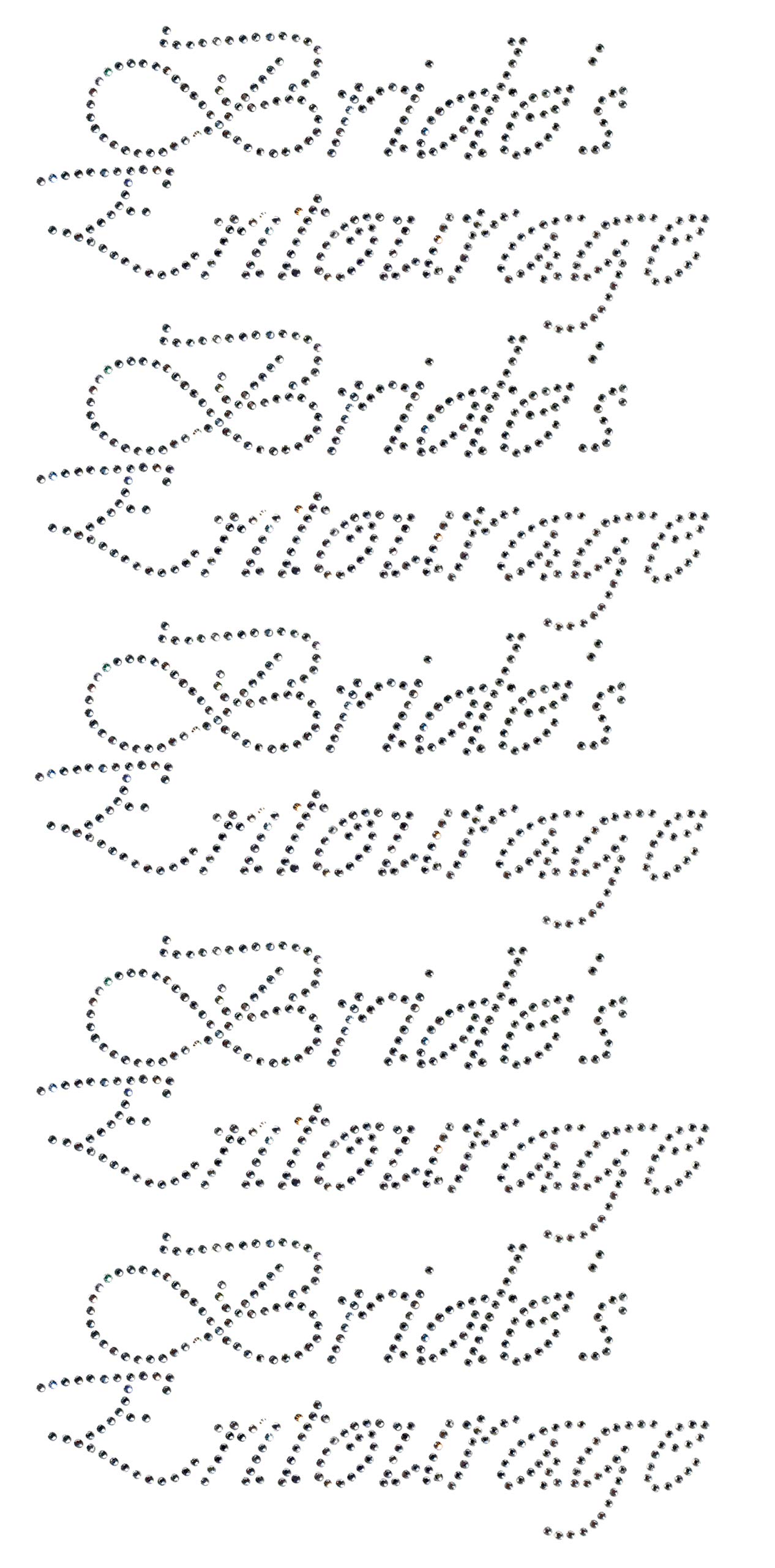Rococo DesignsBRIDE'S ENTOURAGE clear rhinestone iron-on Hotfix transfer bling DIY- Lot of 5