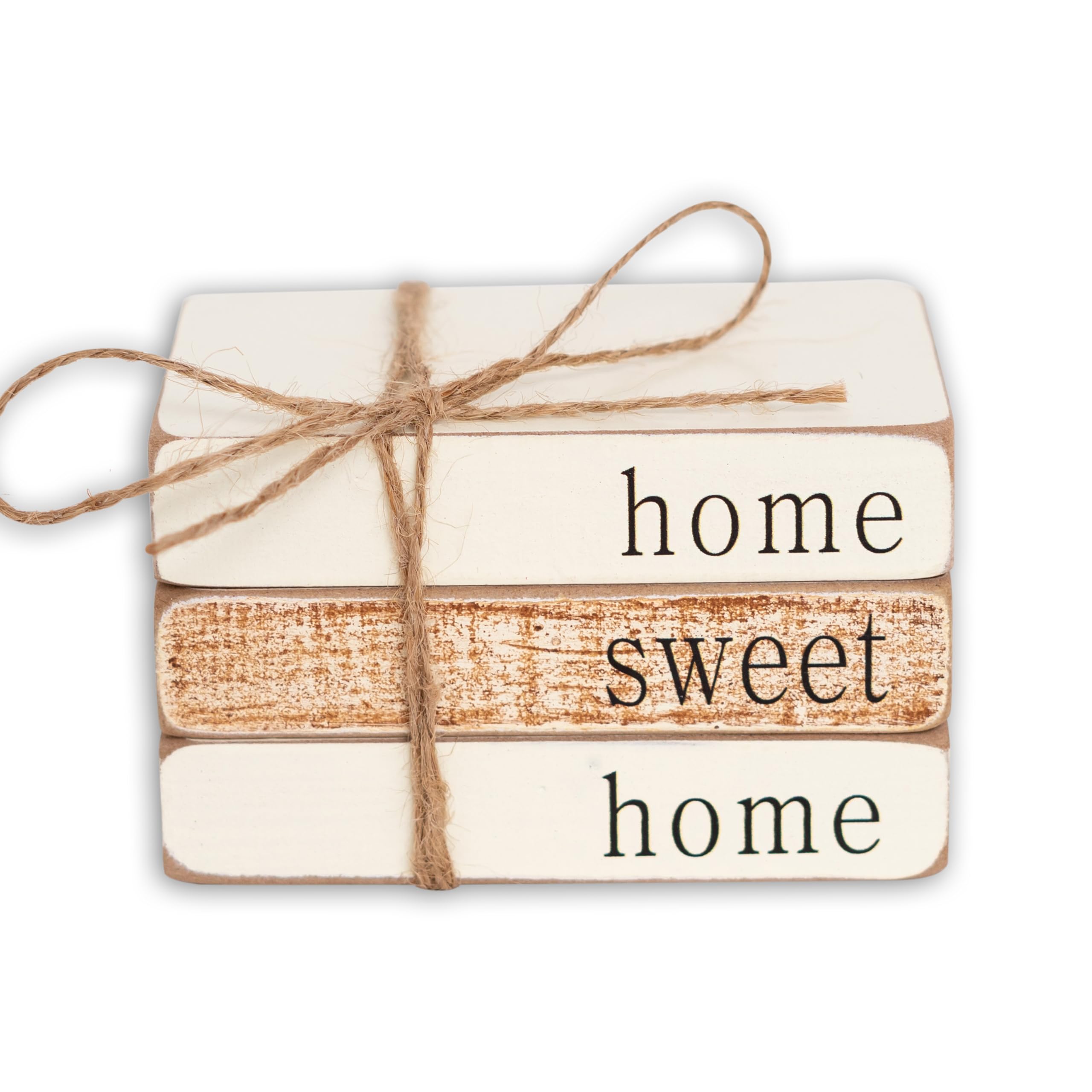 Capiont Farmhouse Wood Book Stack - Home Sweet Home Book Bundle, Tiered Tray Decor,Home Decor, Farmhouse Book Stack, Handmade Decor (Sweet Home Decor)