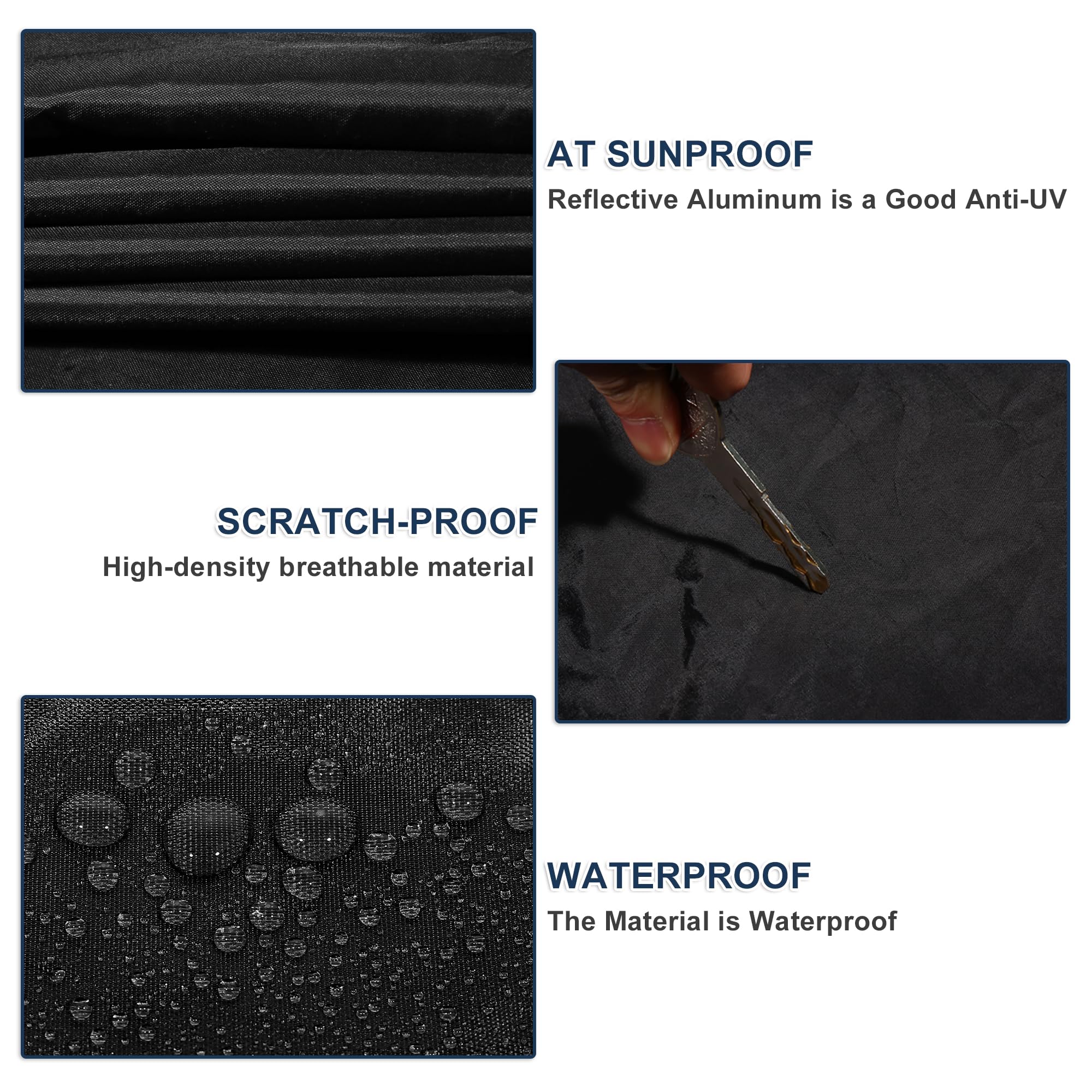 ACROPIX Aluminum Film Black Car Cover Waterproof All Weather Full Exterior Cover Rain Hail Sun Protector Car Cover — view 6