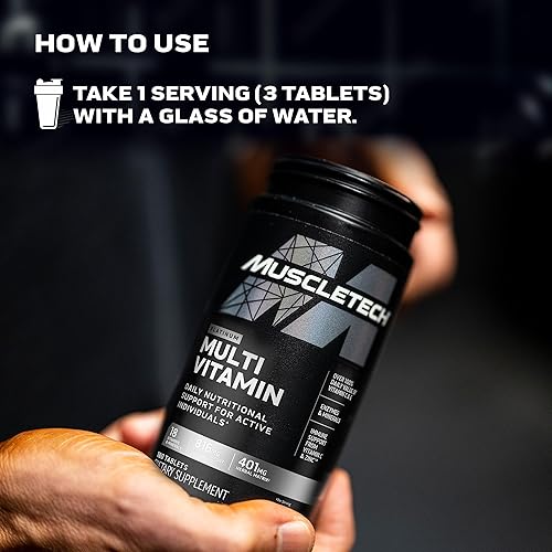 Miniatura 3 de Muscletech Multivitamínico para hombres y mujeres Platinum Multivitamínico  Vitamina C para apoyo inmunológico  18 vitaminas y minerales  Vitaminas
