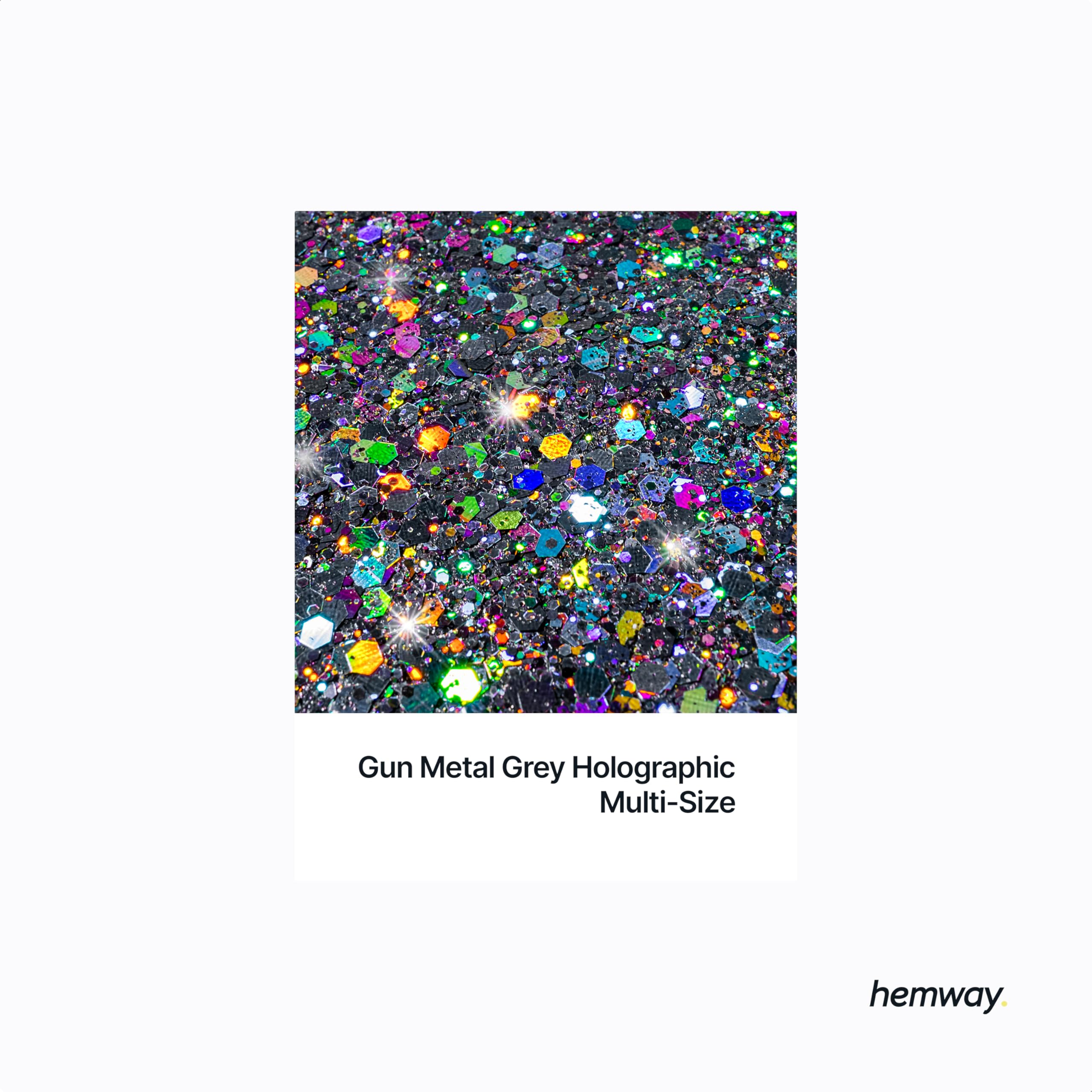 Hemway Gun Metal Grey Holographic Glitter Shaker - Image 2