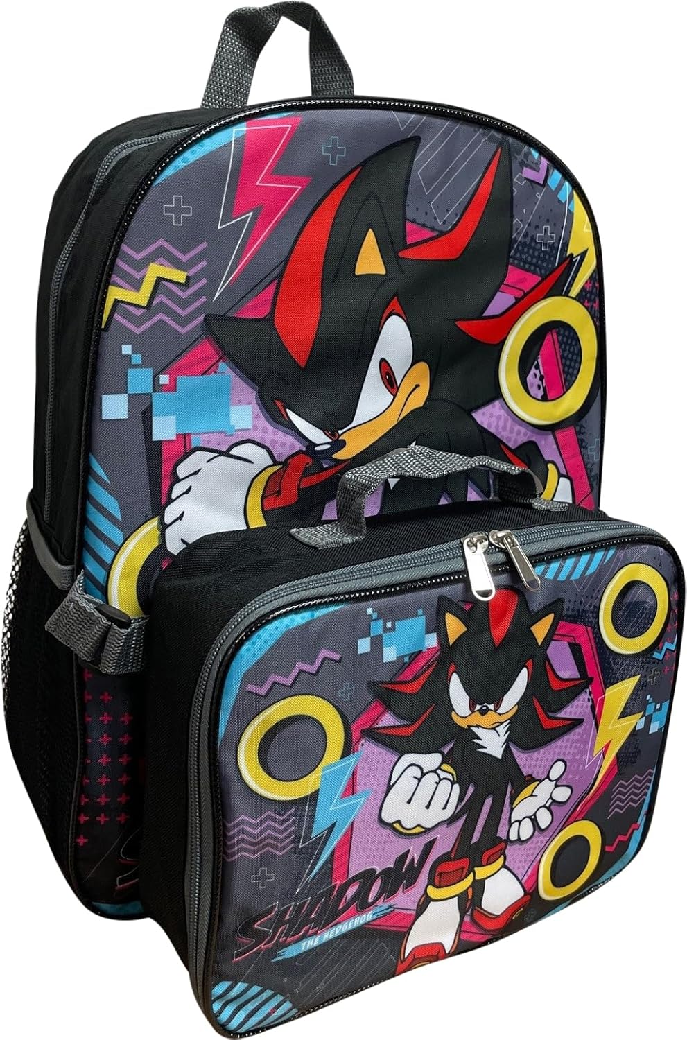 Ruz Sonic The Hedgehog 16 Inch Backpack W/Detachable Matching Lunch Box, Sonic - Shadow Kid's School Bag (Shadow) - Image 2