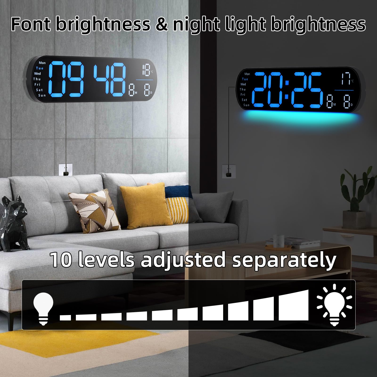 Digitale Wanduhr Mit Fernbedienung – 30 Cm LED, Zeigt Datum, Wochentag & Temperatur
