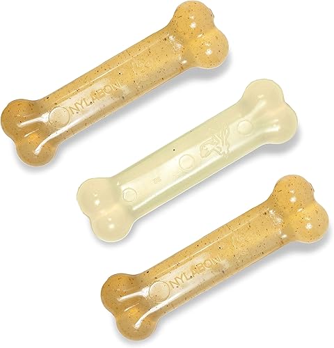 Vista 14 de Nylabone Original Bone Flexi - Juguete masticable para perros, juguetes flexibles para masticadores moderados y suaves, sabor a pollo, mediano