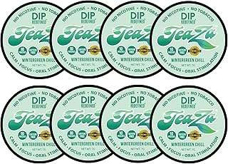 Energy Pouches, Tobacco Free Nicotine Free Smokeless Alternative Snuff & Energy Dip Chewing Tobacco Alternative Healthy Dipping Caffeine Free Great for Refreshing - Wintergreen Chill (8 Pack)