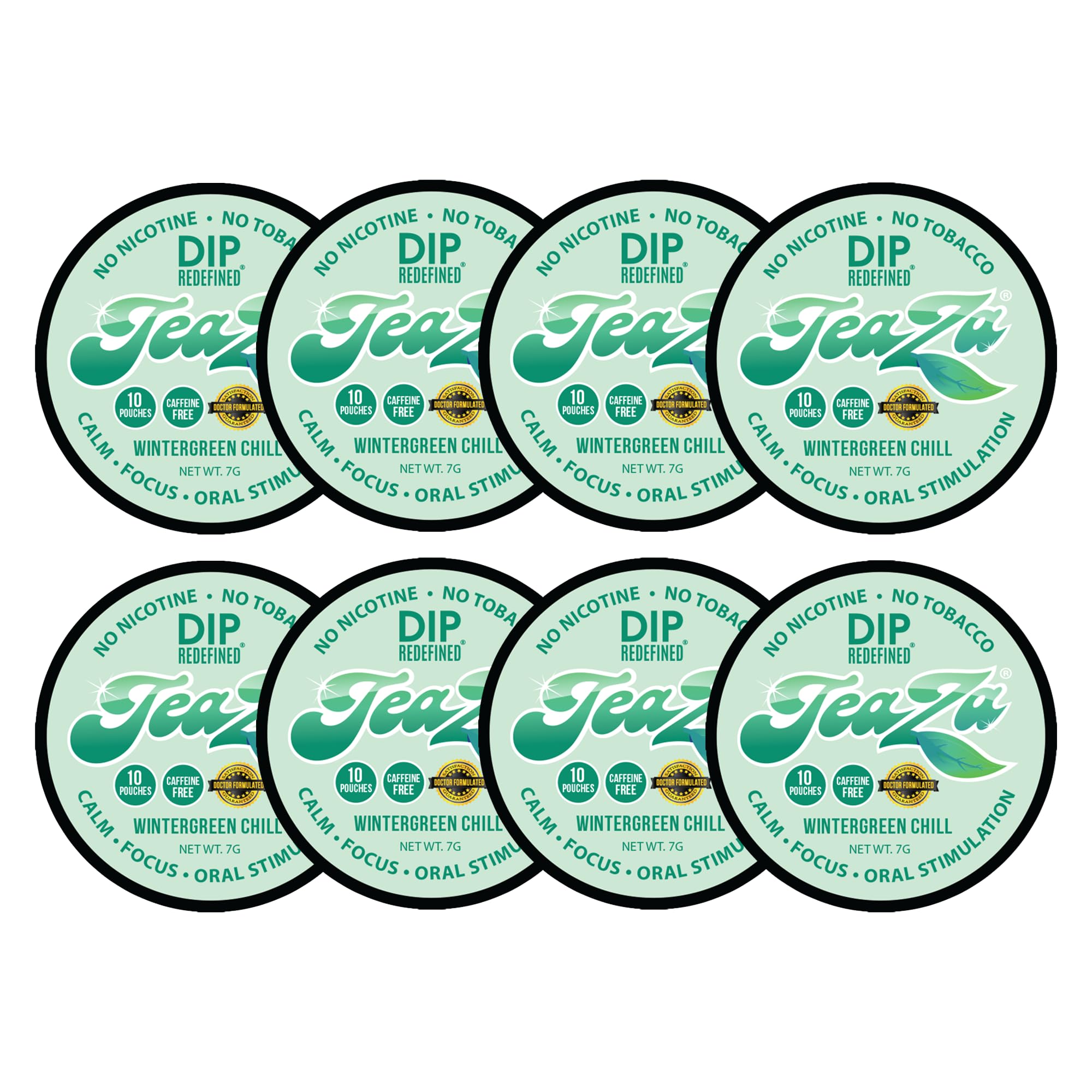 TeaZA Energy Pouches, Tobacco Free Nicotine Free Smokeless Alternative Snuff & Energy Dip Chewing Tobacco Alternative Healthy Dipping Caffeine Free Great for Refreshing - Wintergreen Chill (8 Pack)